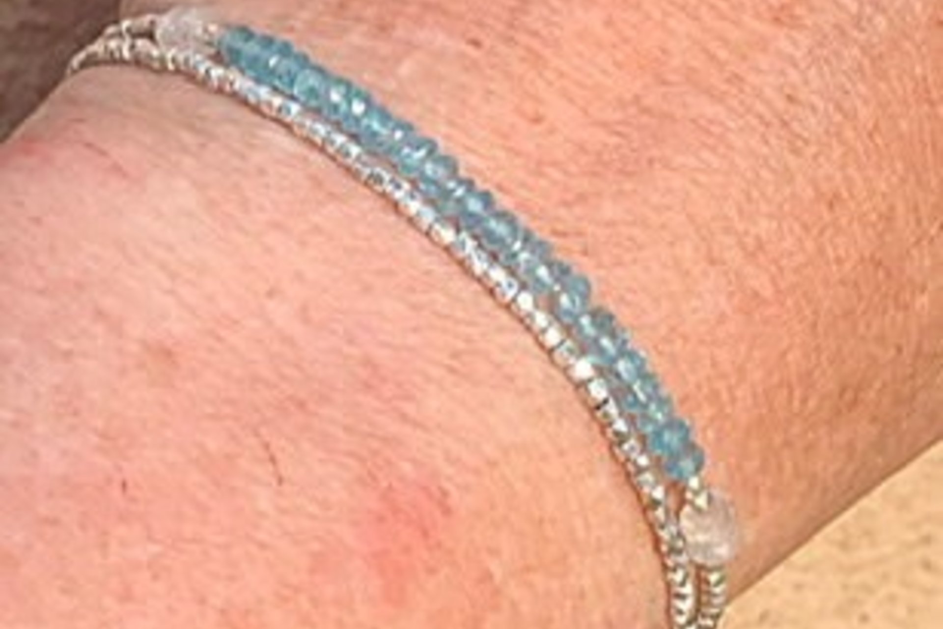 Apatite Bracelet, Sterling and Hill Tribe Fine Silver Bracelet, Gift for her, Multi-strand Bracelet, Adjustable Bracelet, Gemstone Bracelet