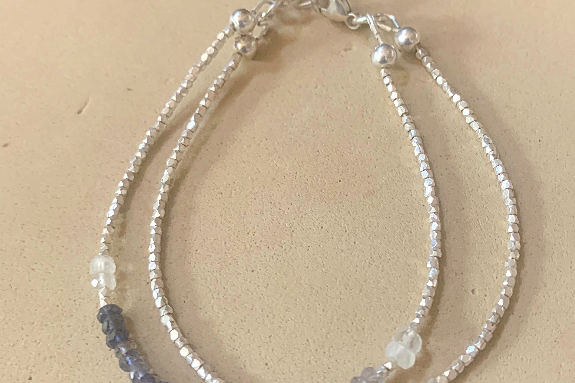 Citrine Bracelet, Hill Tribe Fine Silver Bracelet, Gemstone Bracelet, Citrine and Moonstone Bracelet, Multistrand Adjustable Bracelet