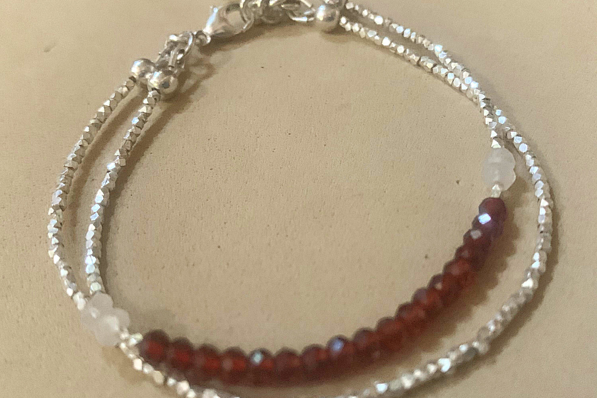 Iolite and Moonstone Bracelet, Hill Tribe Fine Silver Bracelet, Gemstone Bracelet,  Multistrand Adjustable Bracelet