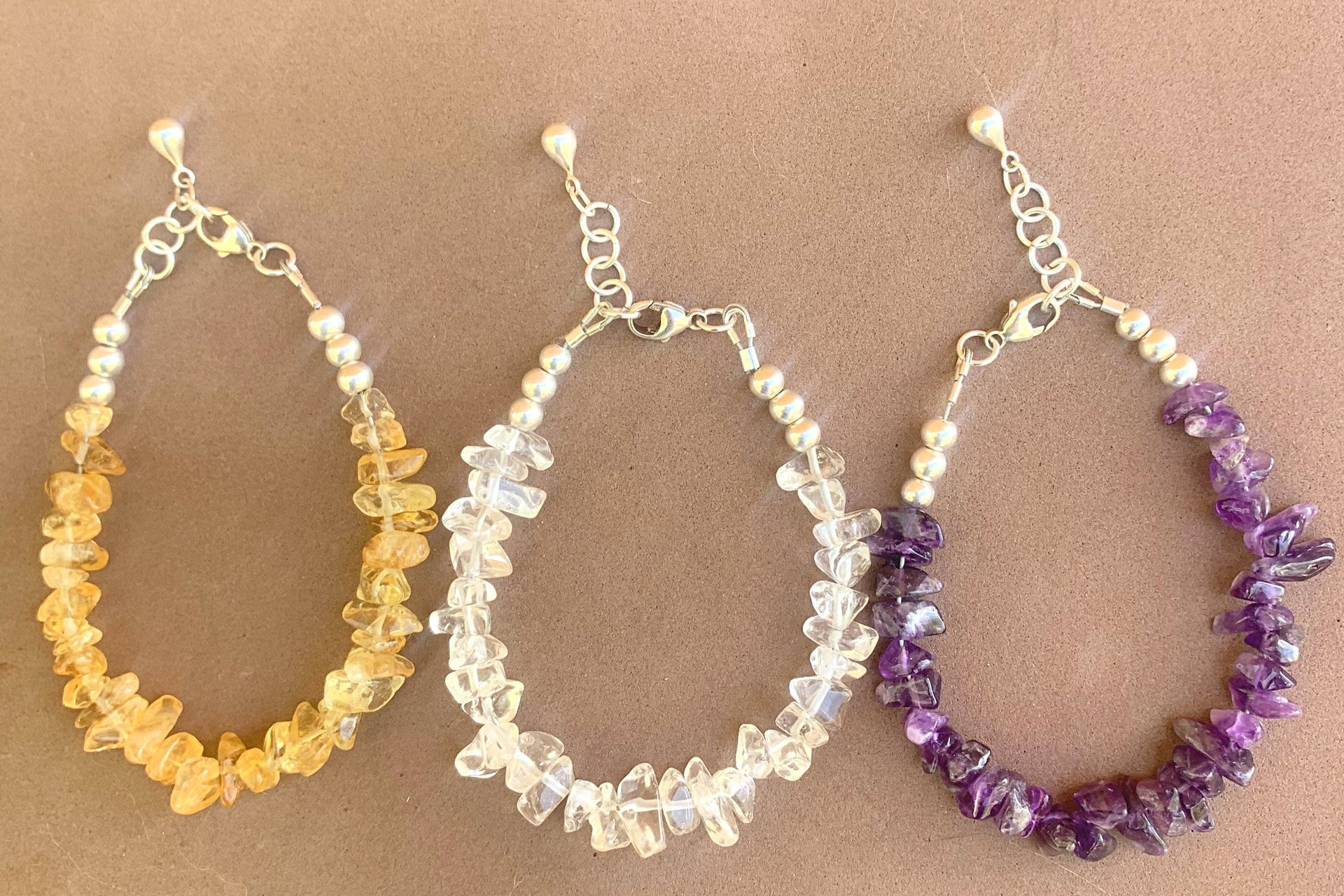 Gemstone Chip Bracelets, Sterling Silver Bracelets, Gemstone Chip and Nugget  Bracelets, Adjustable Bracelets