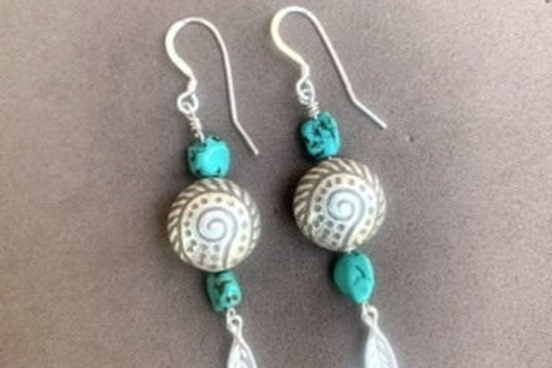 Turquoise Earrings, Hill Tribe Fine Silver Earrings, Sterling Silver Earrings, Southwestern Earrings