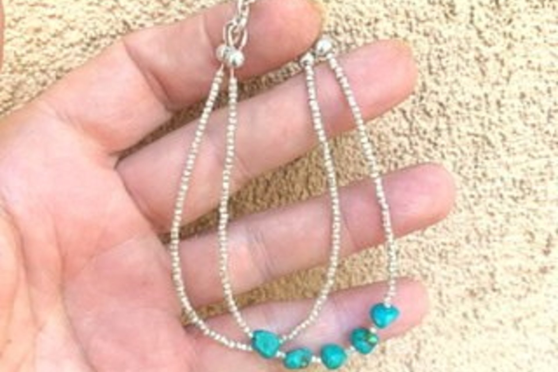 Turquoise Bracelet, Multi-strand, Sterling and Hill Tribe Fine Silver Bracelet, Turquoise Nugget Bracelet, Adjustable bracelet