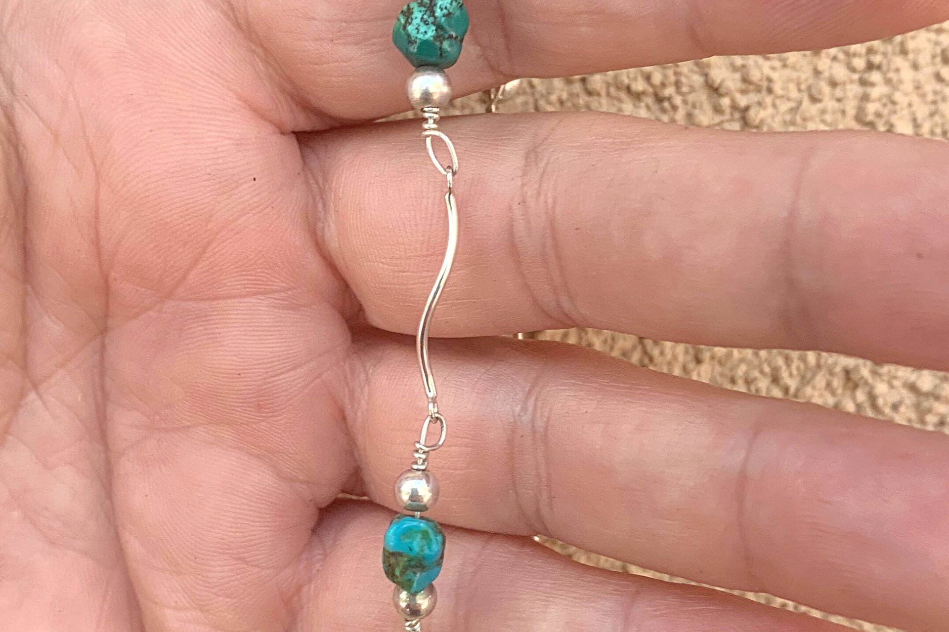 Turquoise Nugget Bracelet, Sterling Silver Bracelet, Adjustable Bracelet, Sterling Silver Link Bracelet