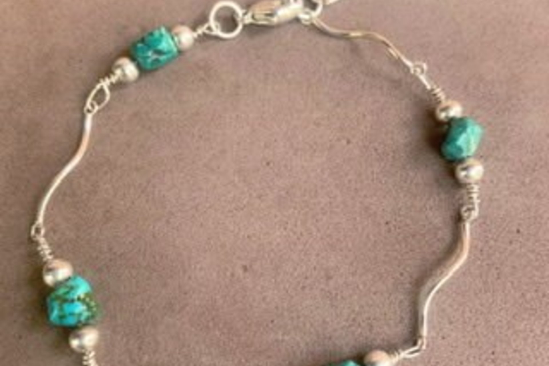 Turquoise Nugget Bracelet, Sterling Silver Bracelet, Adjustable Bracelet, Sterling Silver Link Bracelet