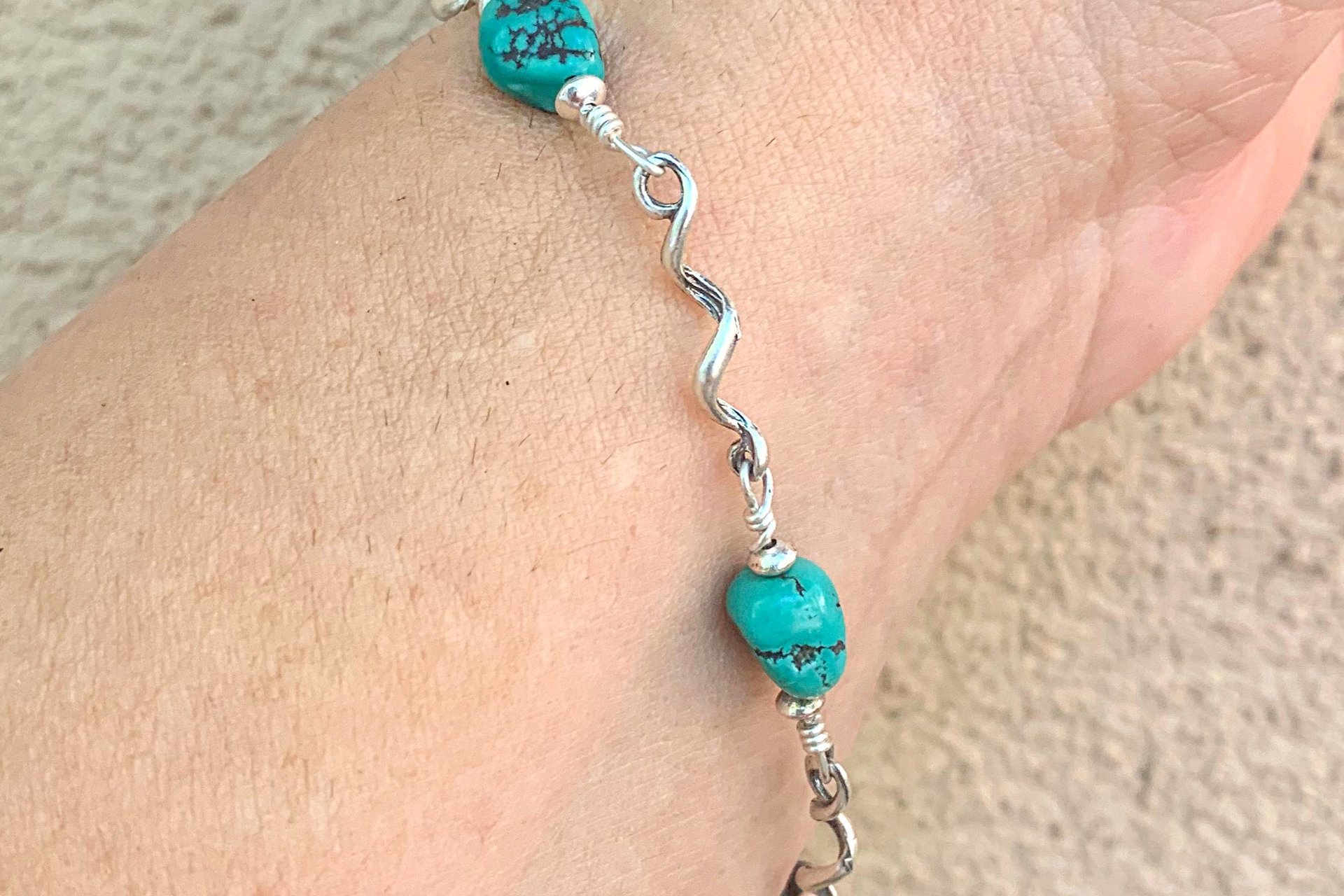 Turquoise Nugget Bracelet, Turquoise and Sterling Silver Bracelet, Minimalist Bracelet, Southwestern Bracelet