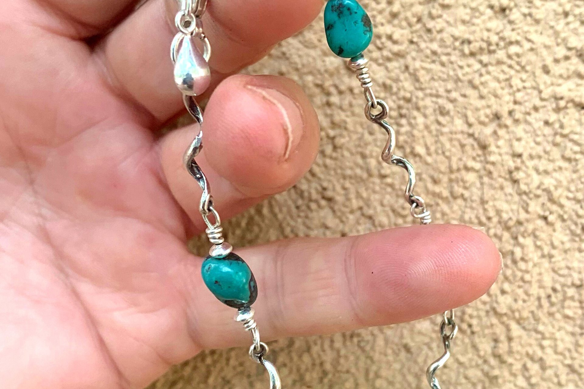 Turquoise Nugget Bracelet, Turquoise and Sterling Silver Bracelet, Minimalist Bracelet, Southwestern Bracelet