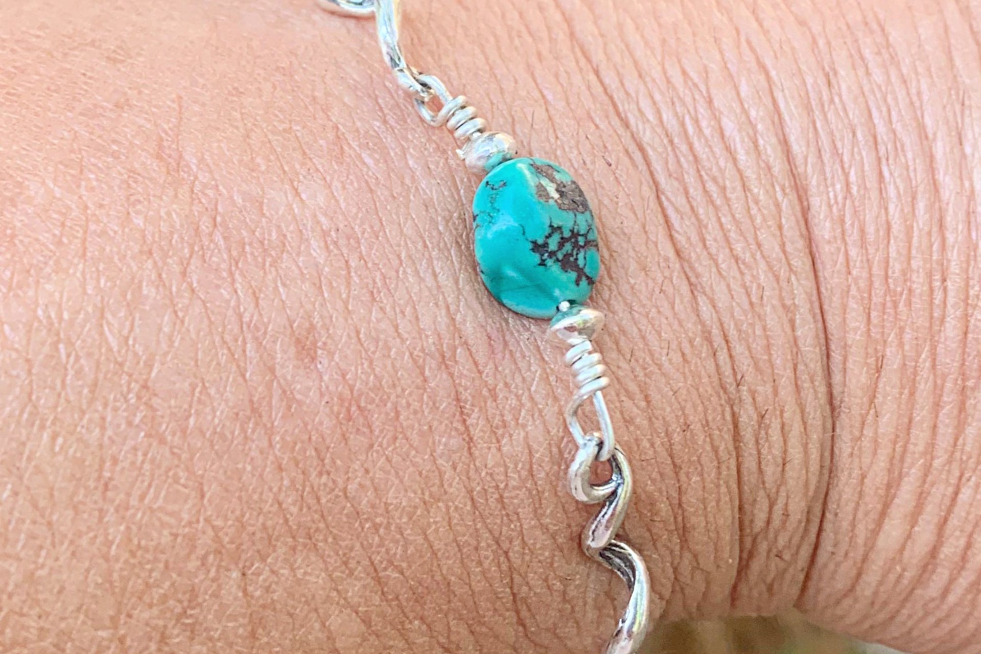 Turquoise Nugget Bracelet, Turquoise and Sterling Silver Bracelet, Minimalist Bracelet, Southwestern Bracelet