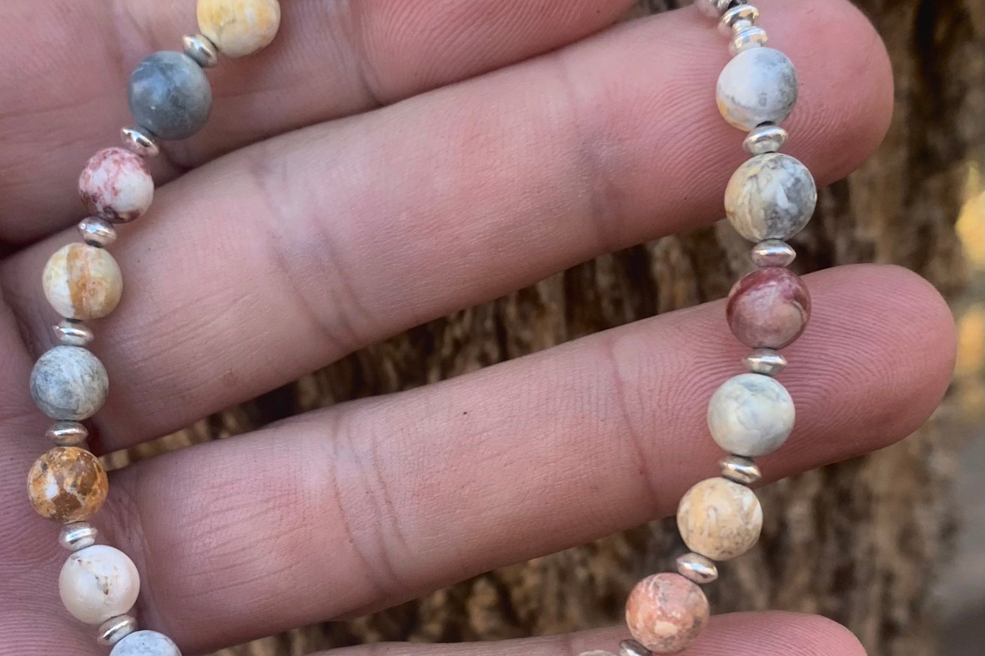 Jasper Bracelet, Sterling Silver Bracelet, Adjustable Gemstone Bracelet, Sky Eye Jasper and Sterling Silver Bracelet, Gift for Her