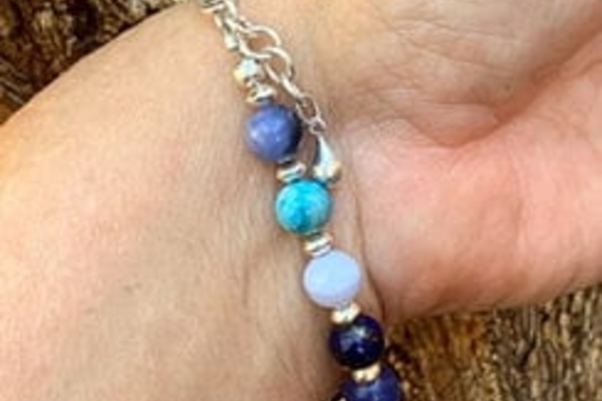Mixed Gemstone Bracelet, Sterling Silver Bracelet, Blue Gemstone Bracelet