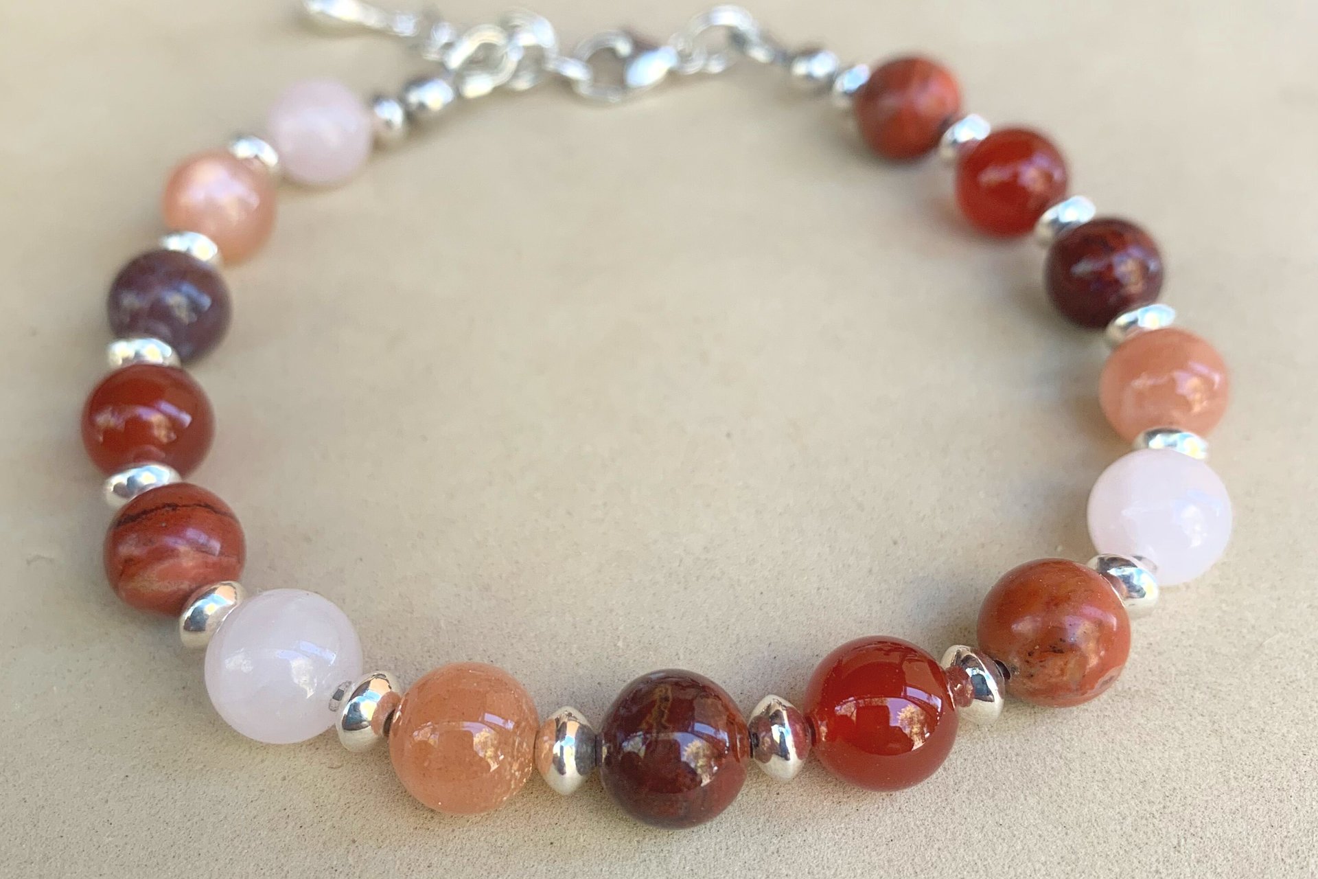 Mixed Gemstone Bracelet, Sterling Silver  Bracelet, Multi Gemstone Beaded Bracelet