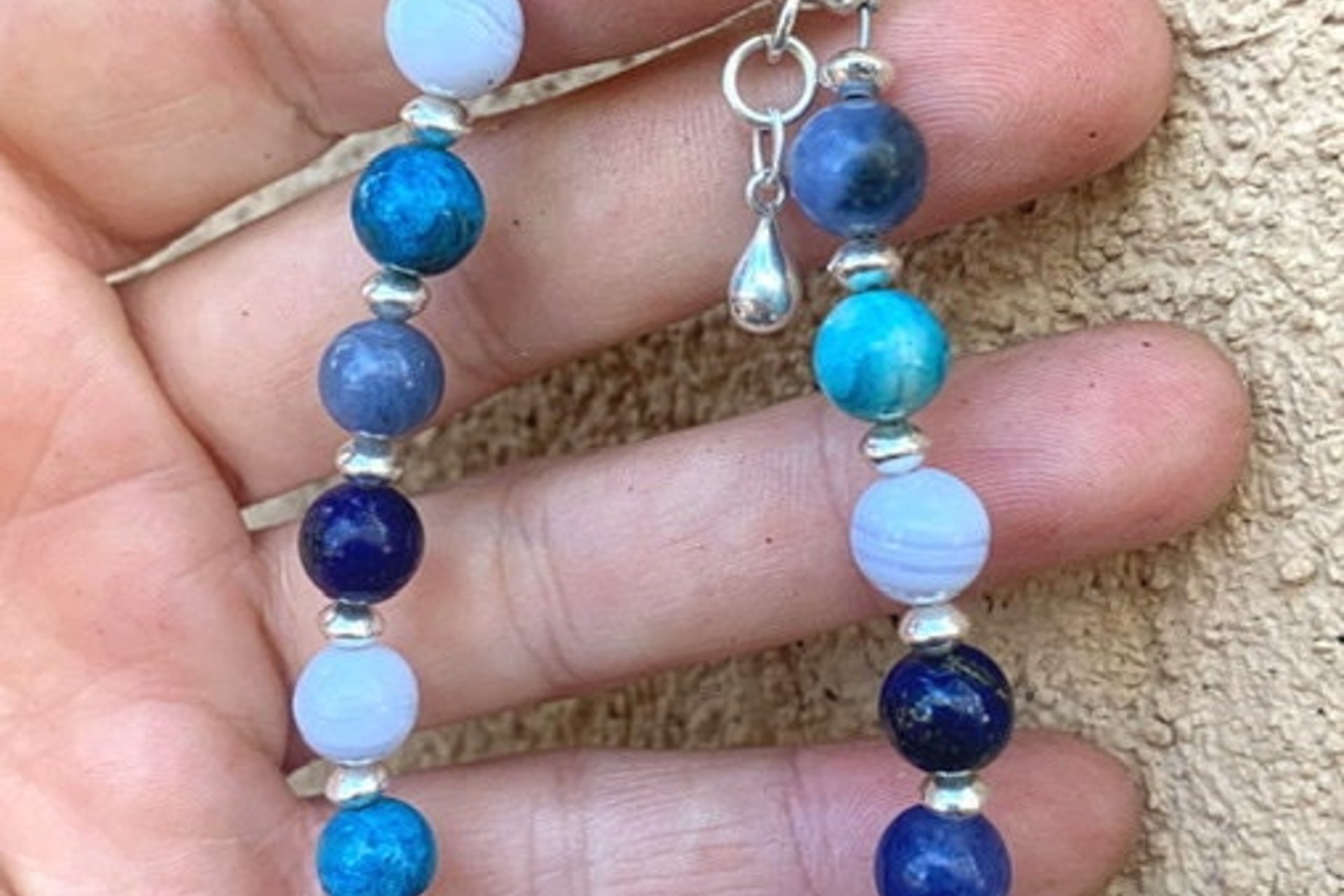 Mixed Gemstone Bracelet, Sterling Silver Bracelet, Blue Gemstone Bracelet
