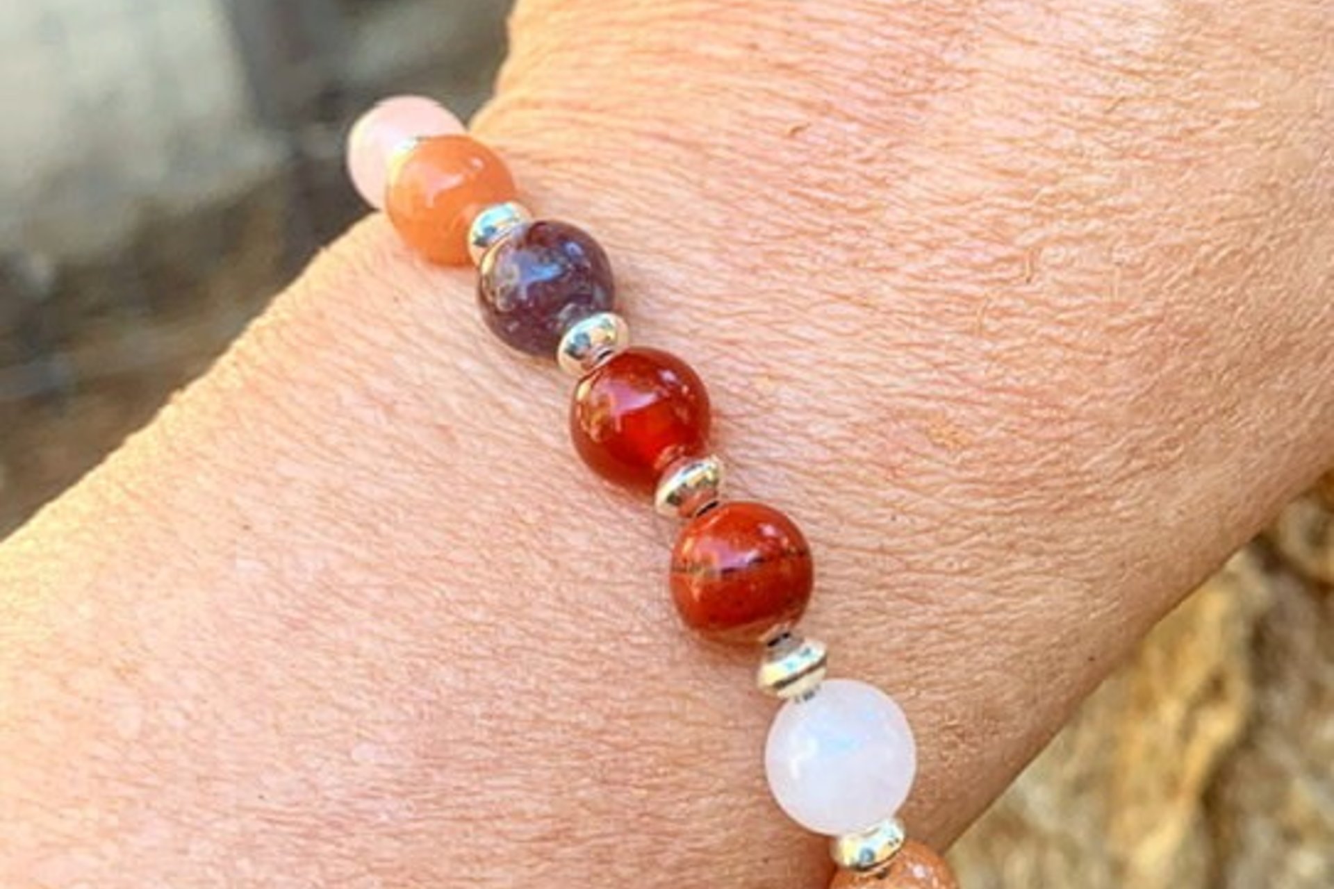 Mixed Gemstone Bracelet, Sterling Silver  Bracelet, Multi Gemstone Beaded Bracelet