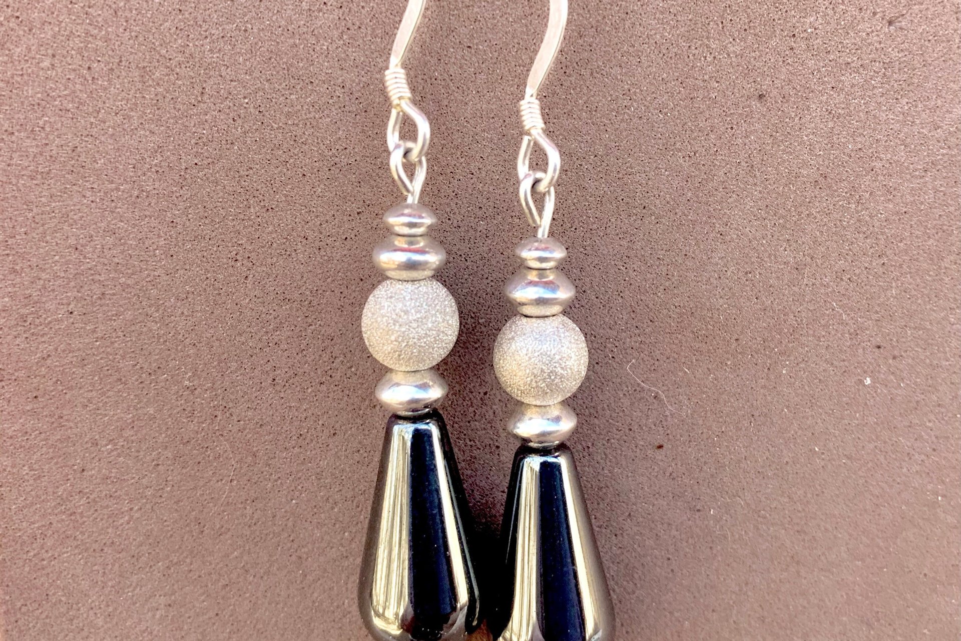 Hemalyke Teardrop Earrings, Sterling Silver Earrings, Stardust Silver Earrings