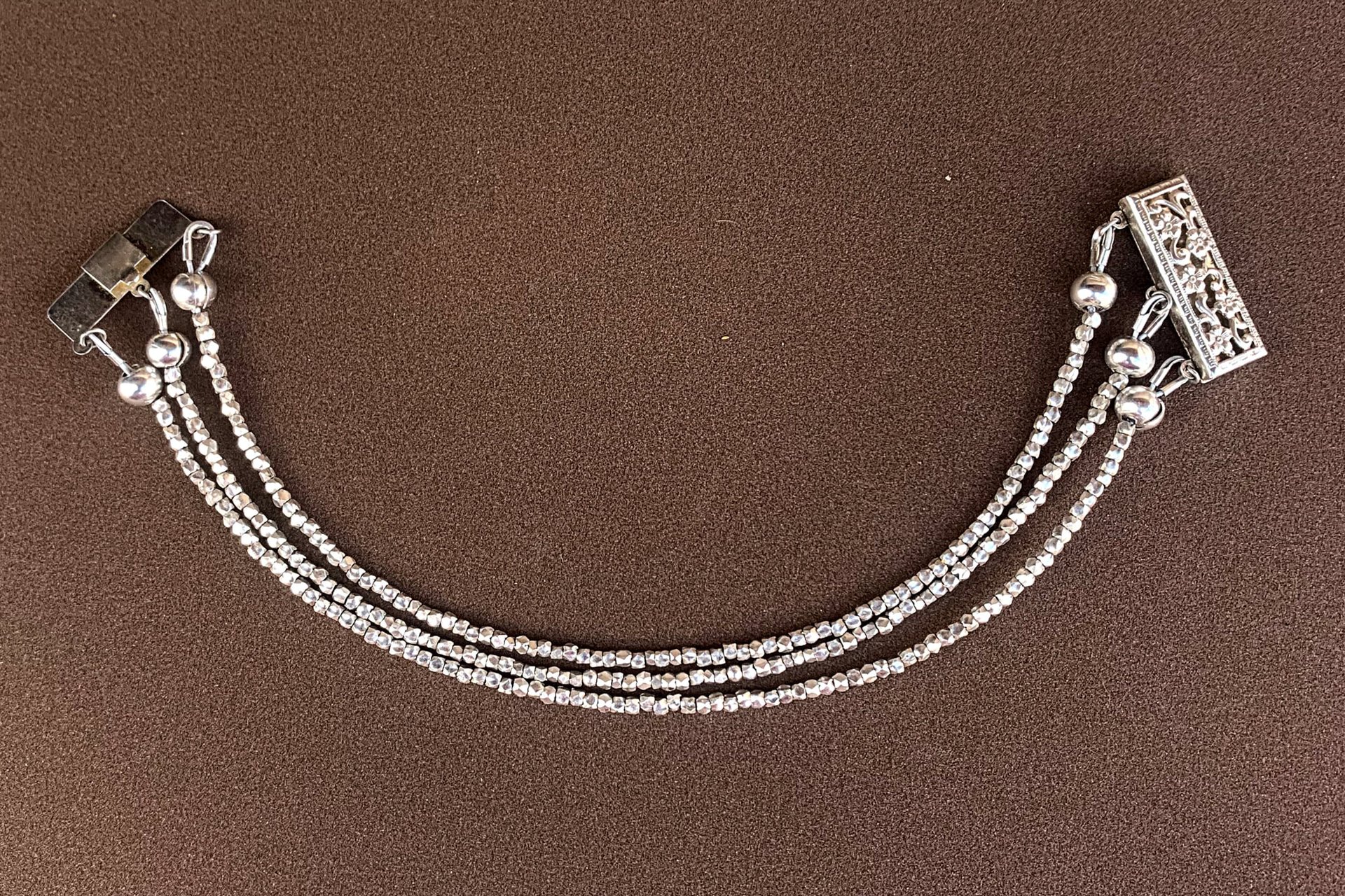 Multistrand Silver Bracelet, Hill Tribe Fine Silver, Beaded Bracelet, Gift for Her, Dainty Bracelet
