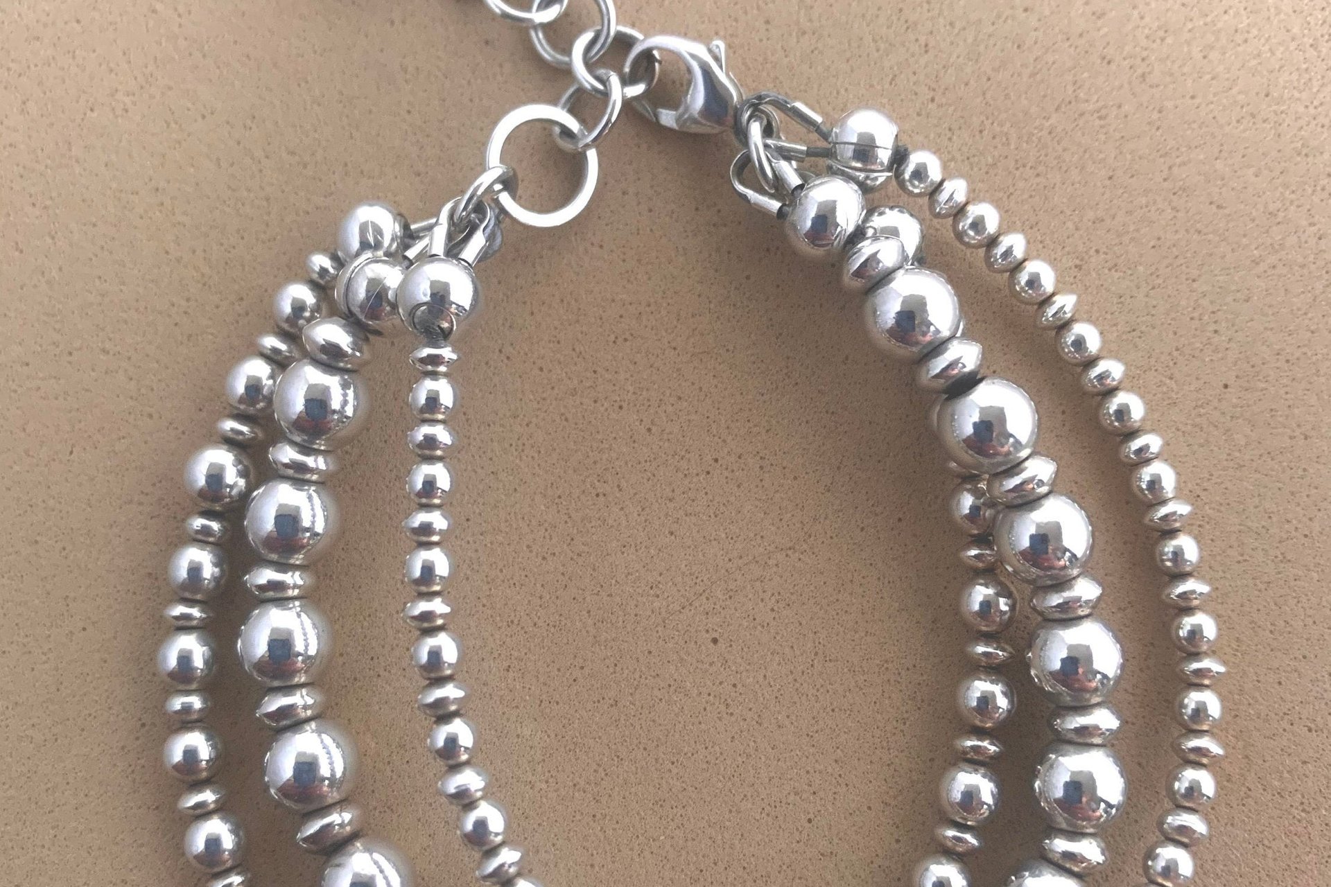 Sterling Silver Bracelet, Multistrand, Adjustable Bracelet, Southwestern Bracelet, Beaded Bracelet