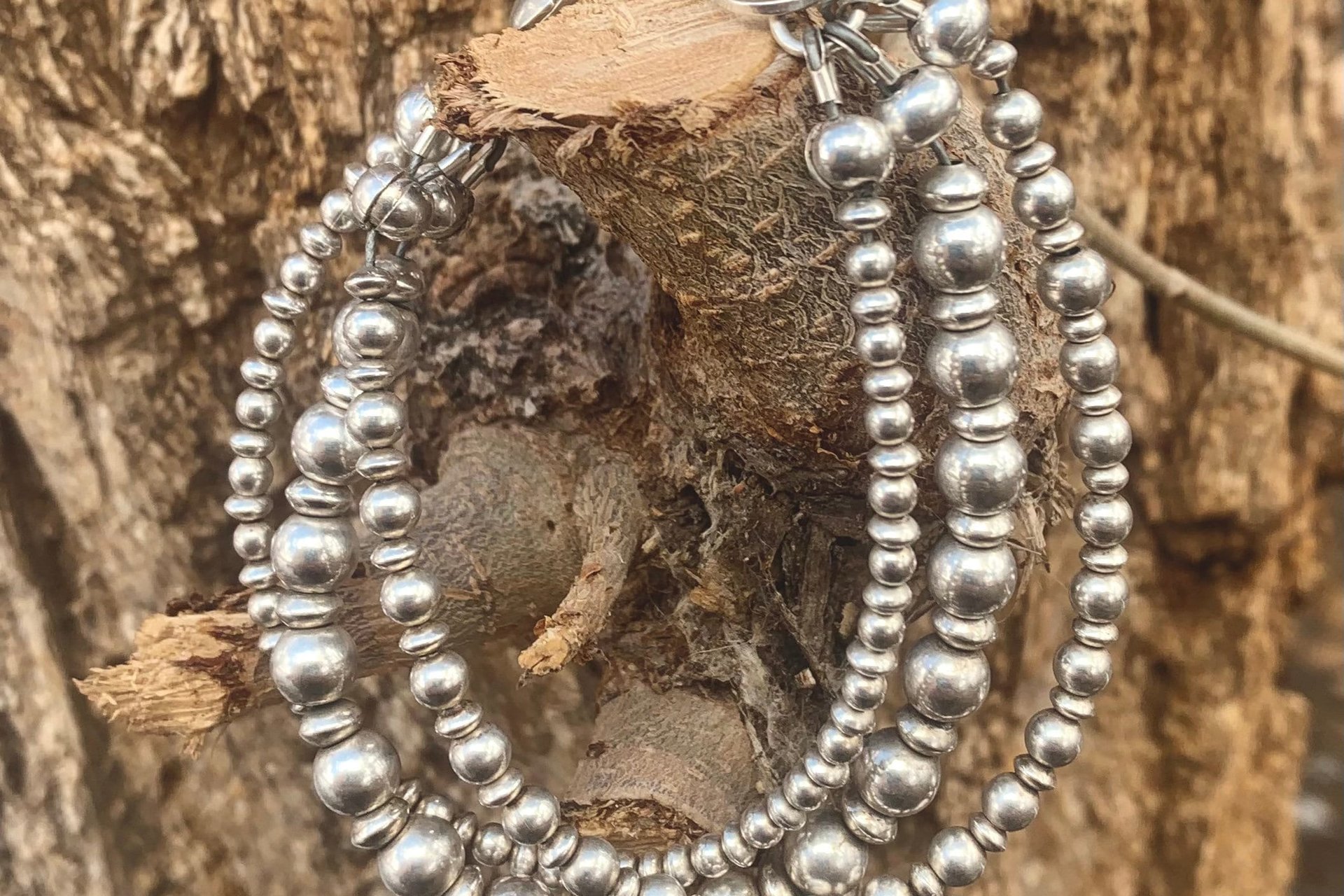 Sterling Silver Bracelet, Multistrand, Adjustable Bracelet, Southwestern Bracelet, Beaded Bracelet