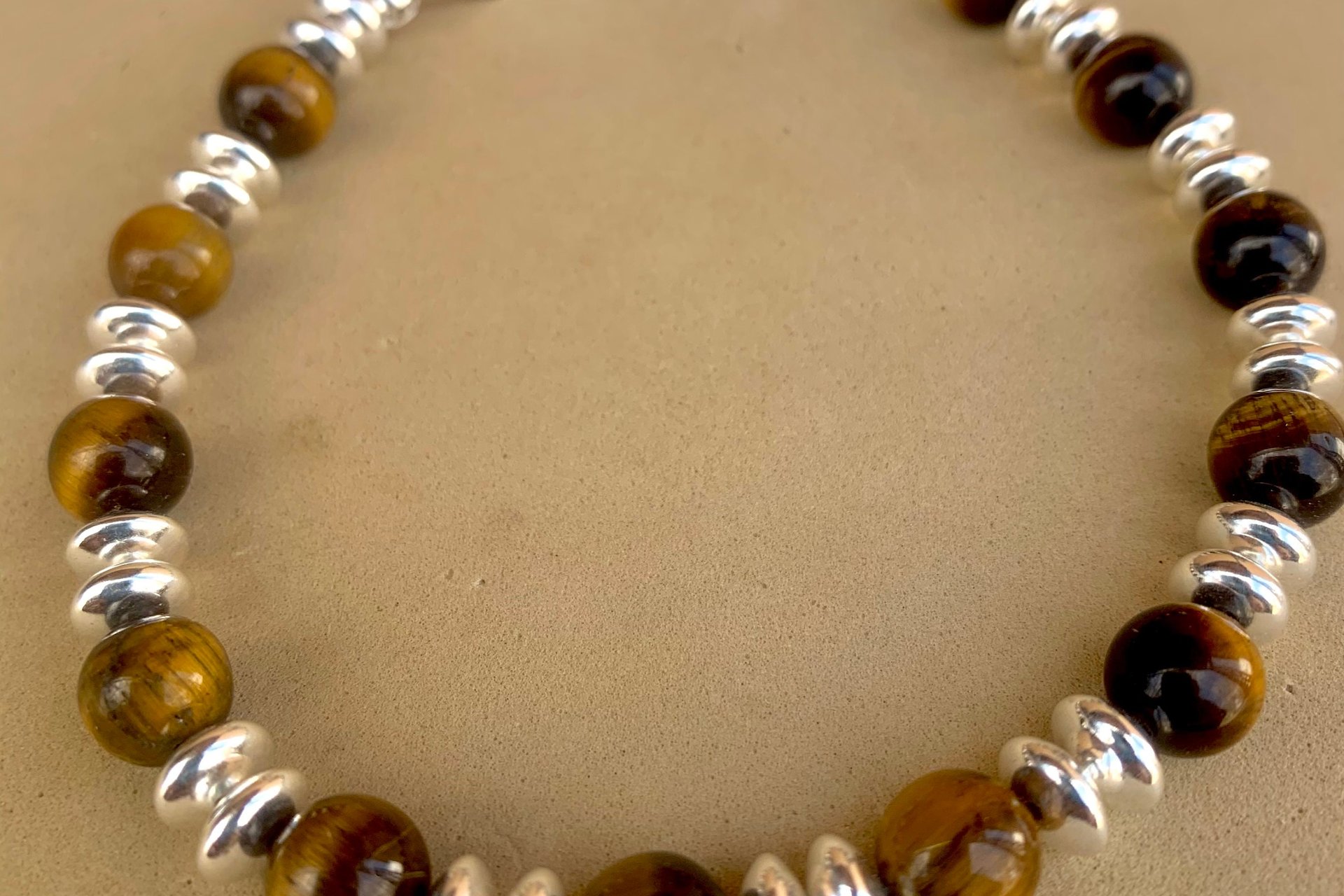Men’s Tiger Eye Bracelet, Sterling Silver Bracelet, Gemstone Bracelet, Gift for Him