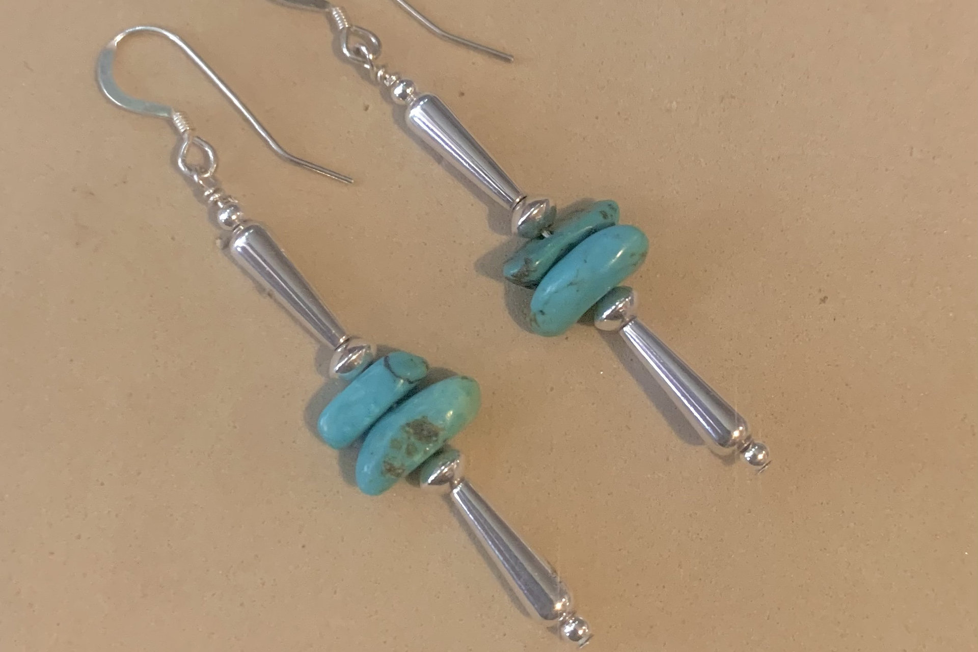 Turquoise Earrings, Sterling Silver Earrings, Gemstone Earrings, Southwestern Earrings, Long Dangle Earrings