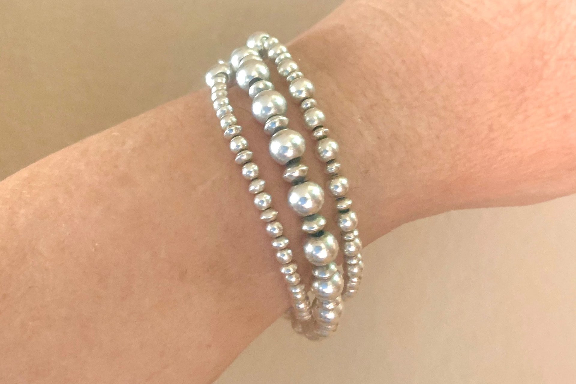 Sterling Silver Bracelet, Multistrand, Adjustable Bracelet, Southwestern Bracelet, Beaded Bracelet