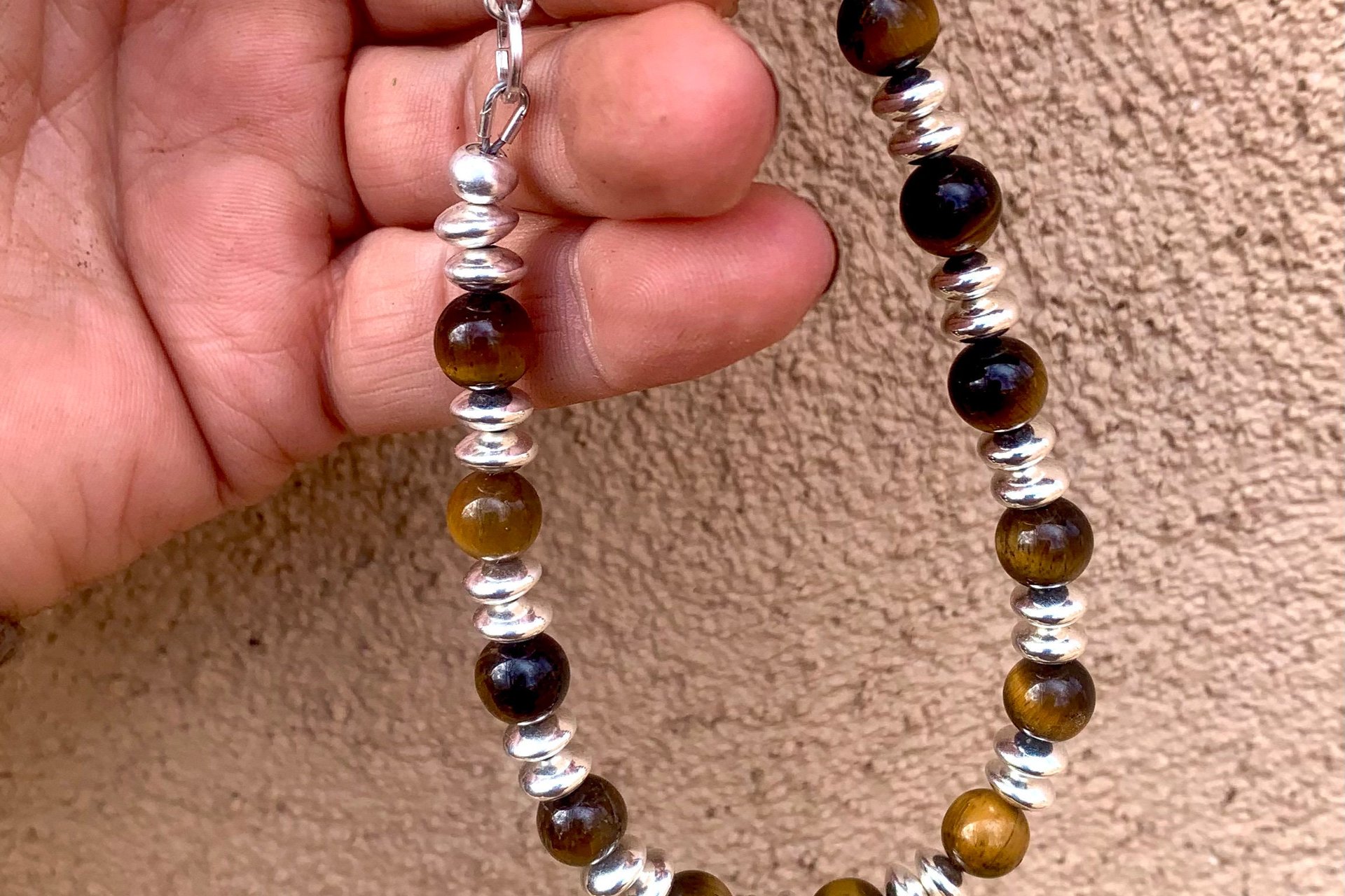 Men’s Tiger Eye Bracelet, Sterling Silver Bracelet, Gemstone Bracelet, Gift for Him