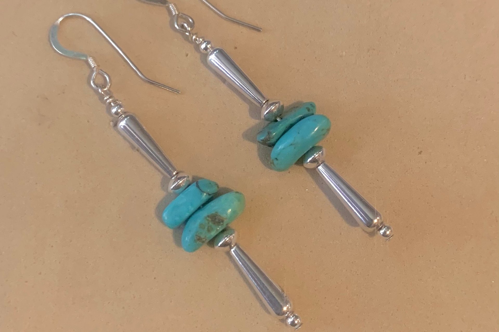 Turquoise Earrings, Sterling Silver Earrings, Gemstone Earrings, Southwestern Earrings, Long Dangle Earrings