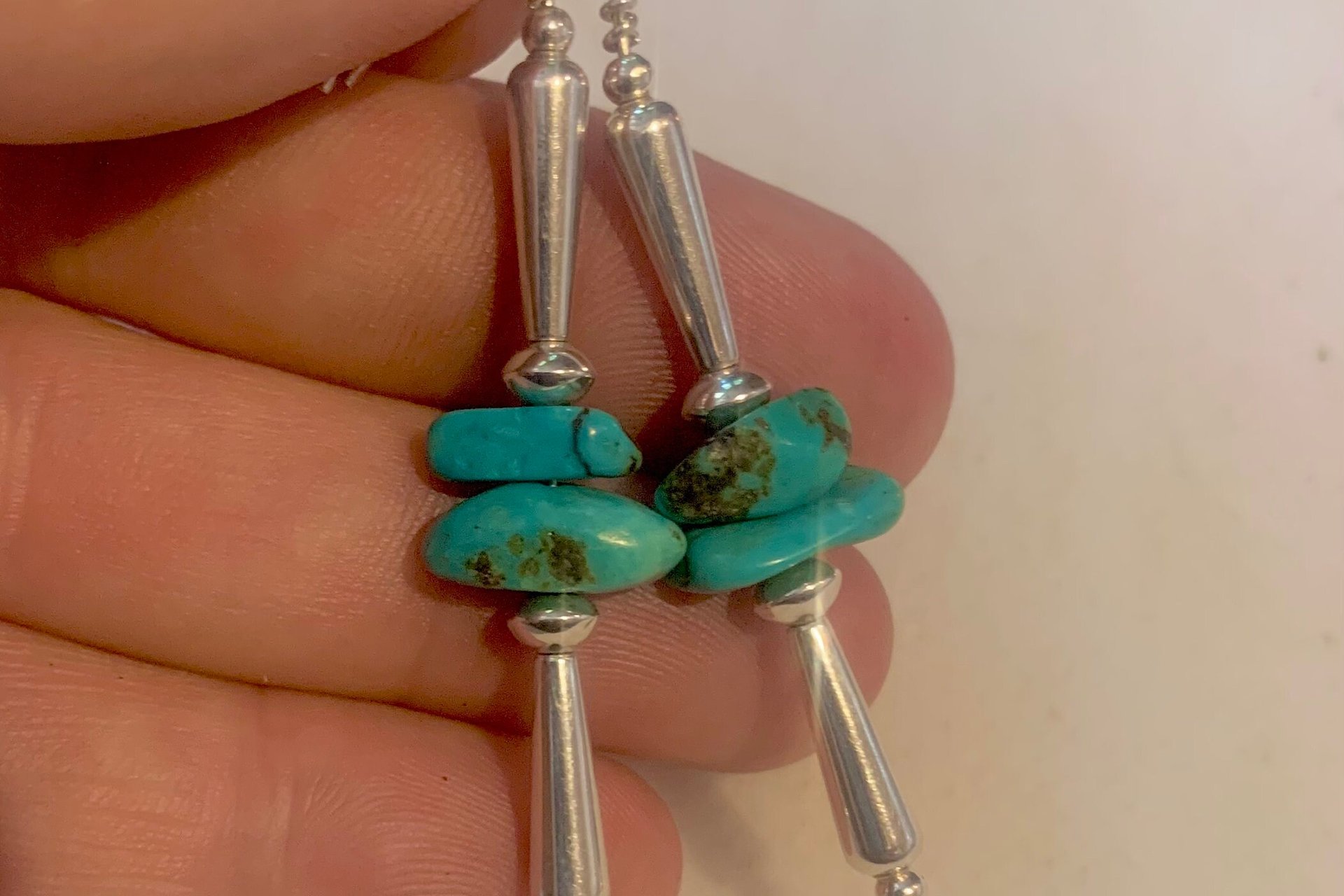 Turquoise Earrings, Sterling Silver Earrings, Gemstone Earrings, Southwestern Earrings, Long Dangle Earrings
