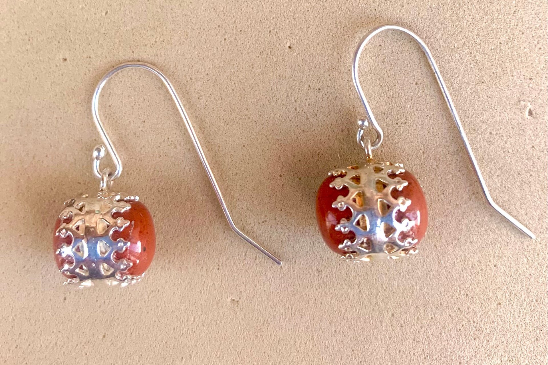 Rose Quartz Earrings, Sterling Silver Earrings, Gemstone Earrings, Sterling Silver Bezel Earrings.