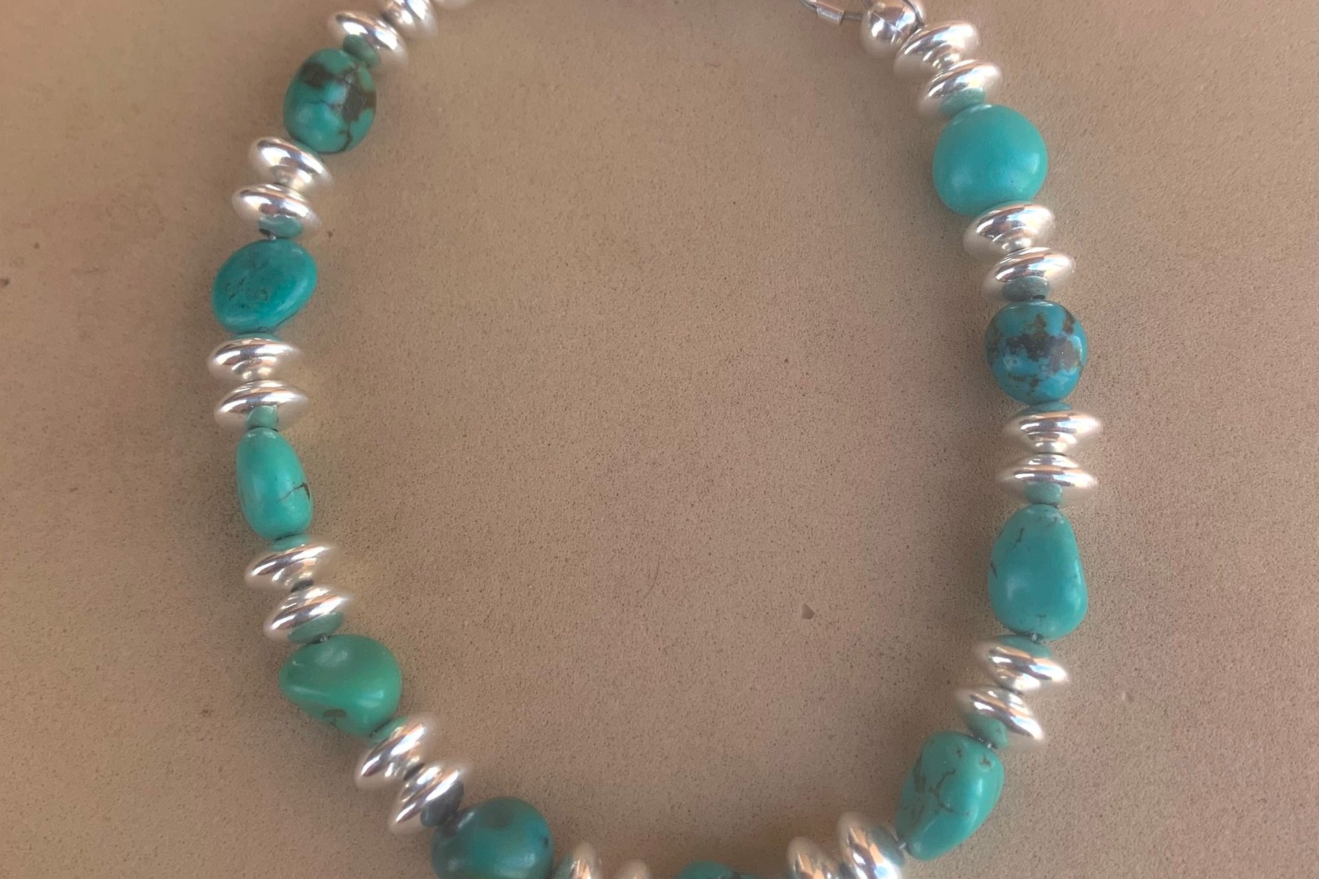 Men’s Turquoise Nugget Bracelet, Sterling Silver Bracelet, Adjustable Bracelet
