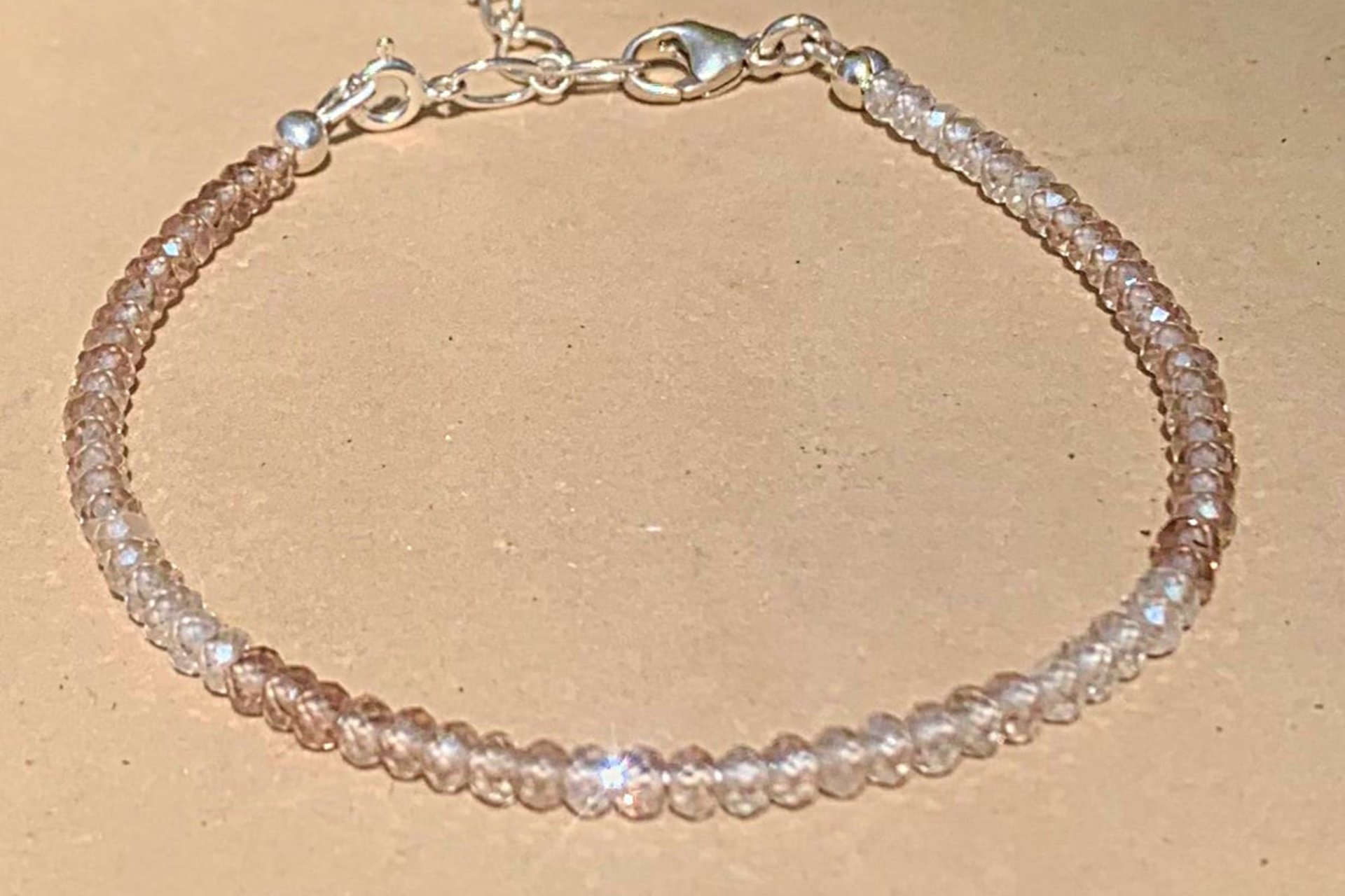 Imperial Topaz Bracelet, Sterling and Fine Silver Bracelet, Dainty Gemstone Bracelet