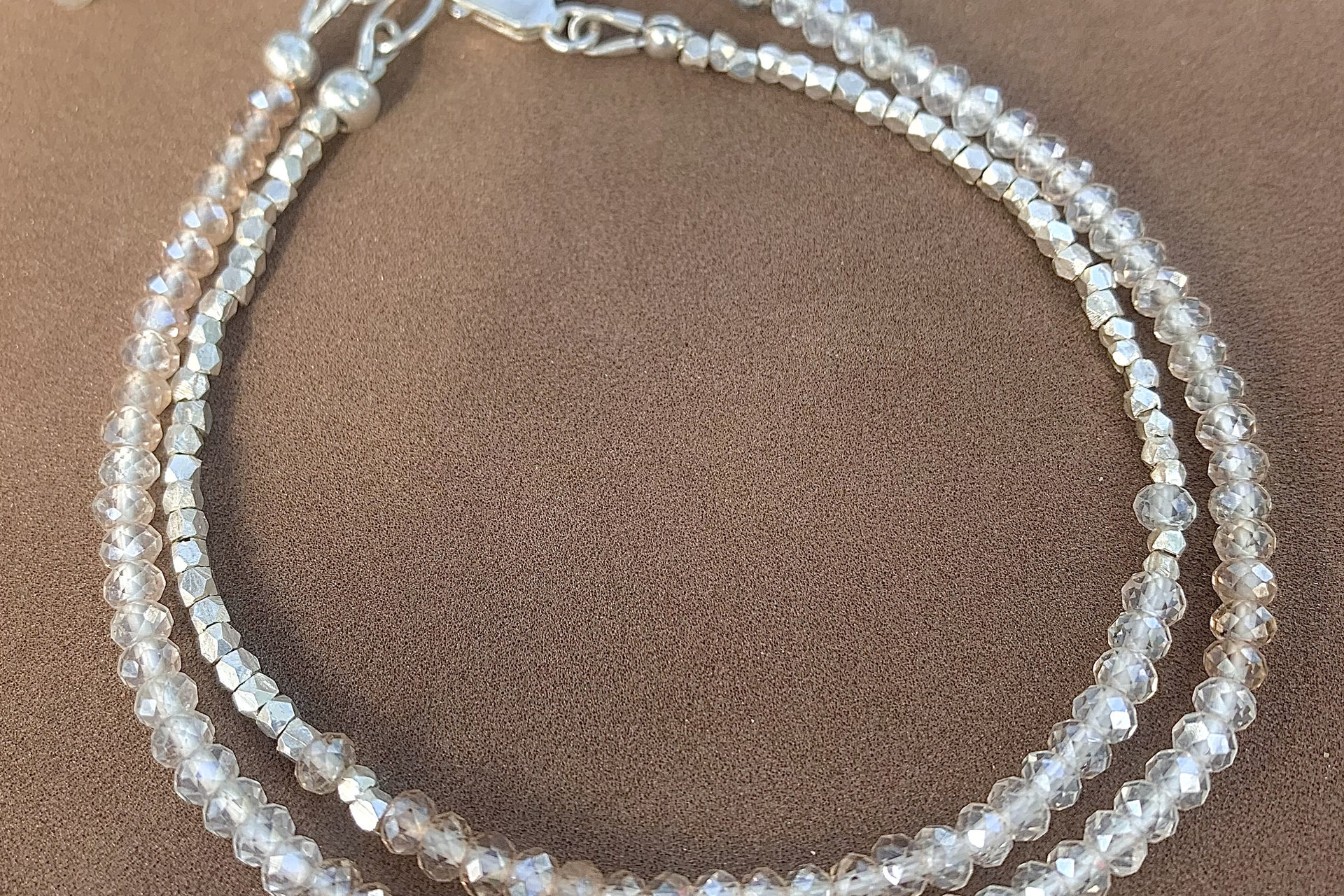 Imperial Topaz Bracelet, Sterling and Fine Silver Bracelet, Dainty Gemstone Bracelet
