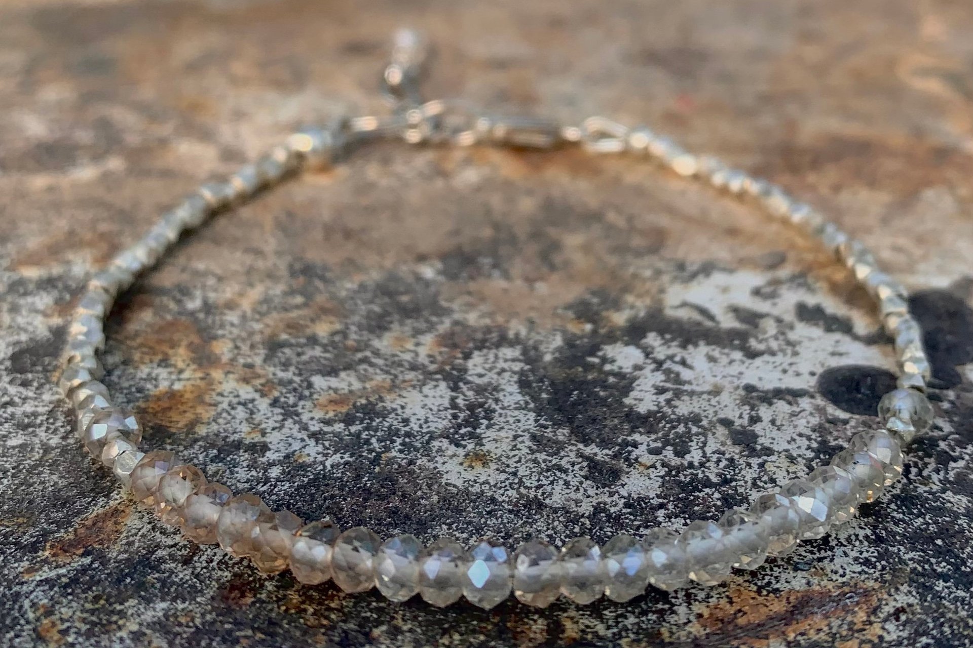 Imperial Topaz Bracelet, Sterling and Fine Silver Bracelet, Dainty Gemstone Bracelet