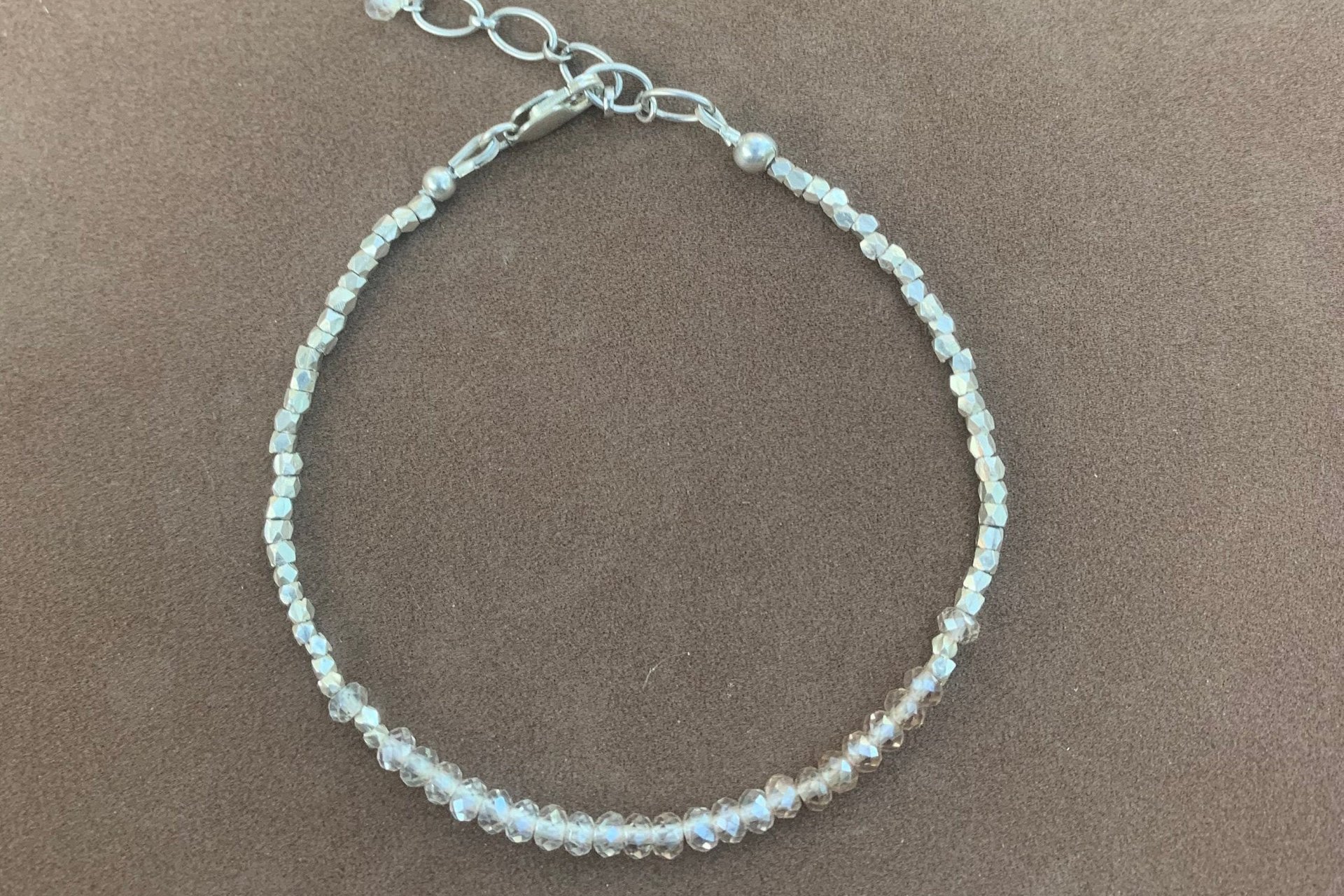 Imperial Topaz Bracelet, Sterling and Fine Silver Bracelet, Dainty Gemstone Bracelet
