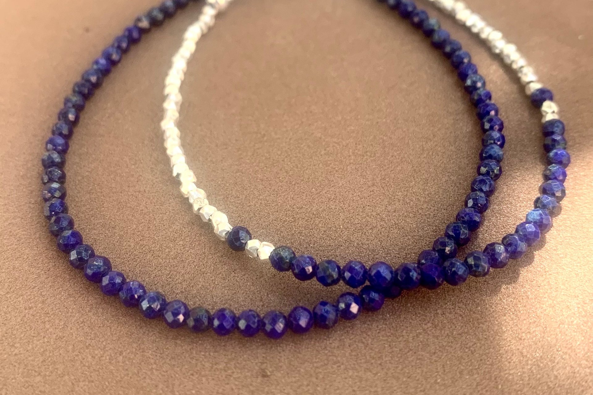 Lapis Lazuli Bracelet, Dainty Gemstone Bracelet, Karen Hill Tribe Silver Bracelet