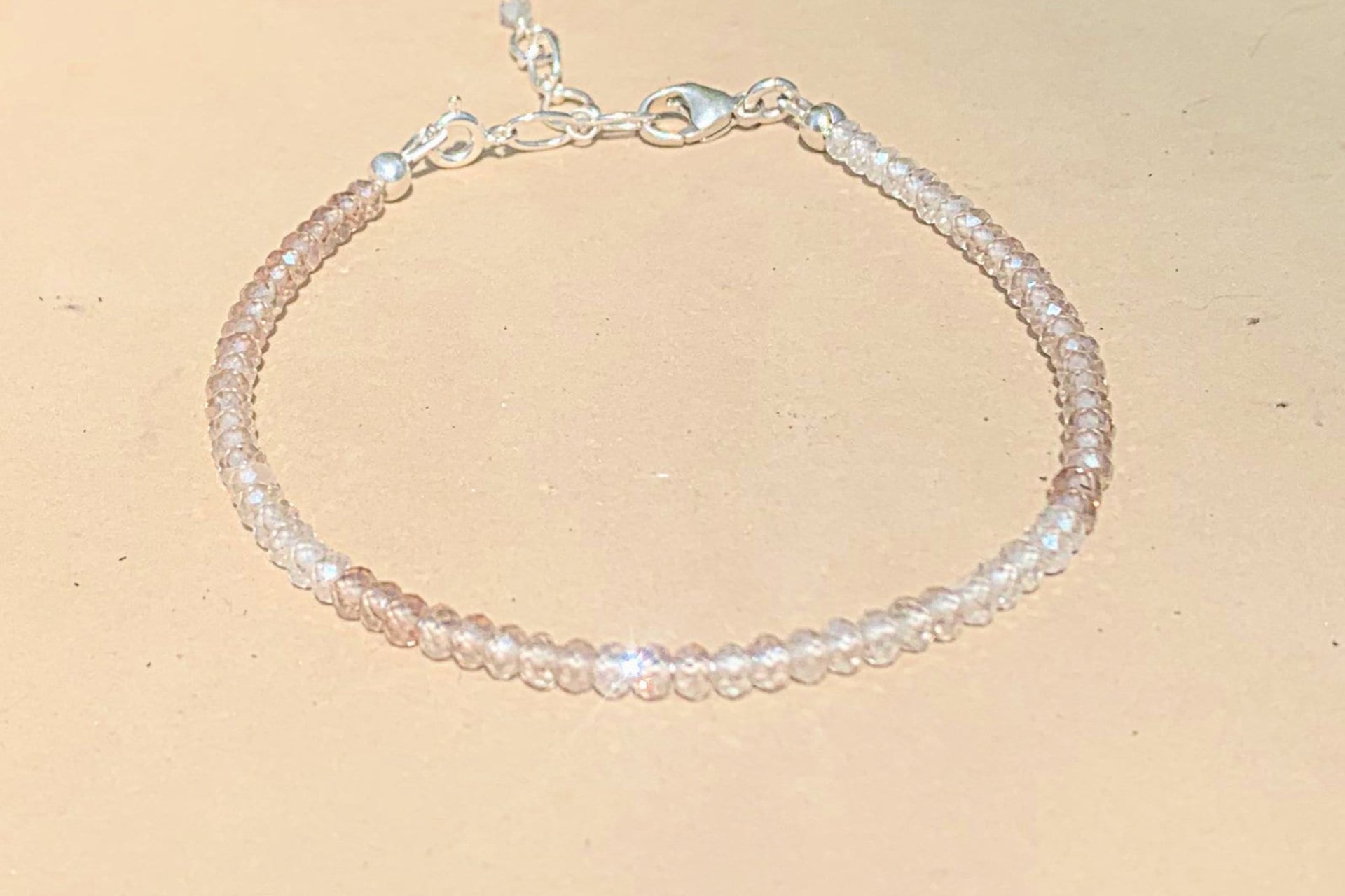 Imperial Topaz Bracelet, Sterling and Fine Silver Bracelet, Dainty Gemstone Bracelet