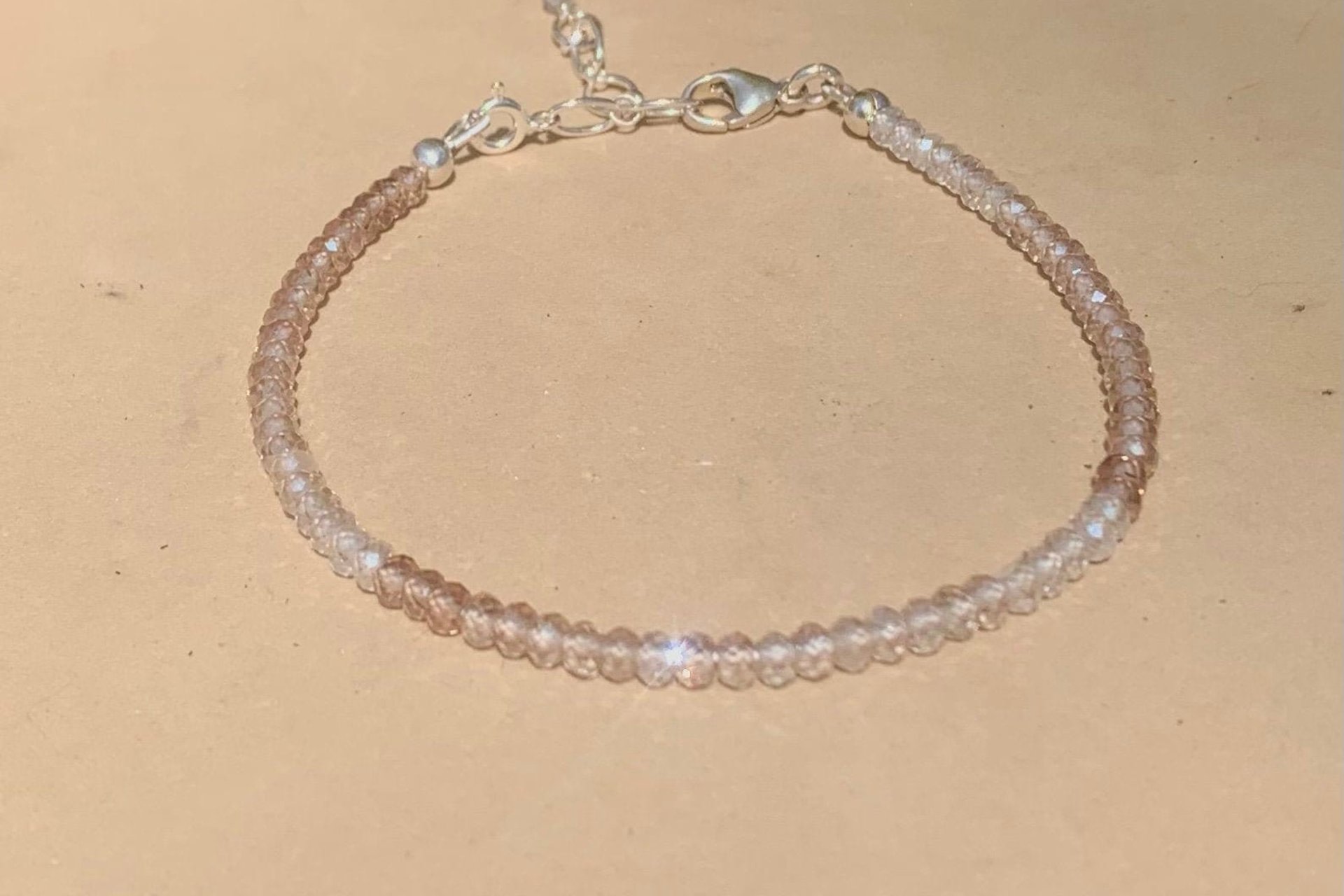 Imperial Topaz Bracelet, Sterling and Fine Silver Bracelet, Dainty Gemstone Bracelet
