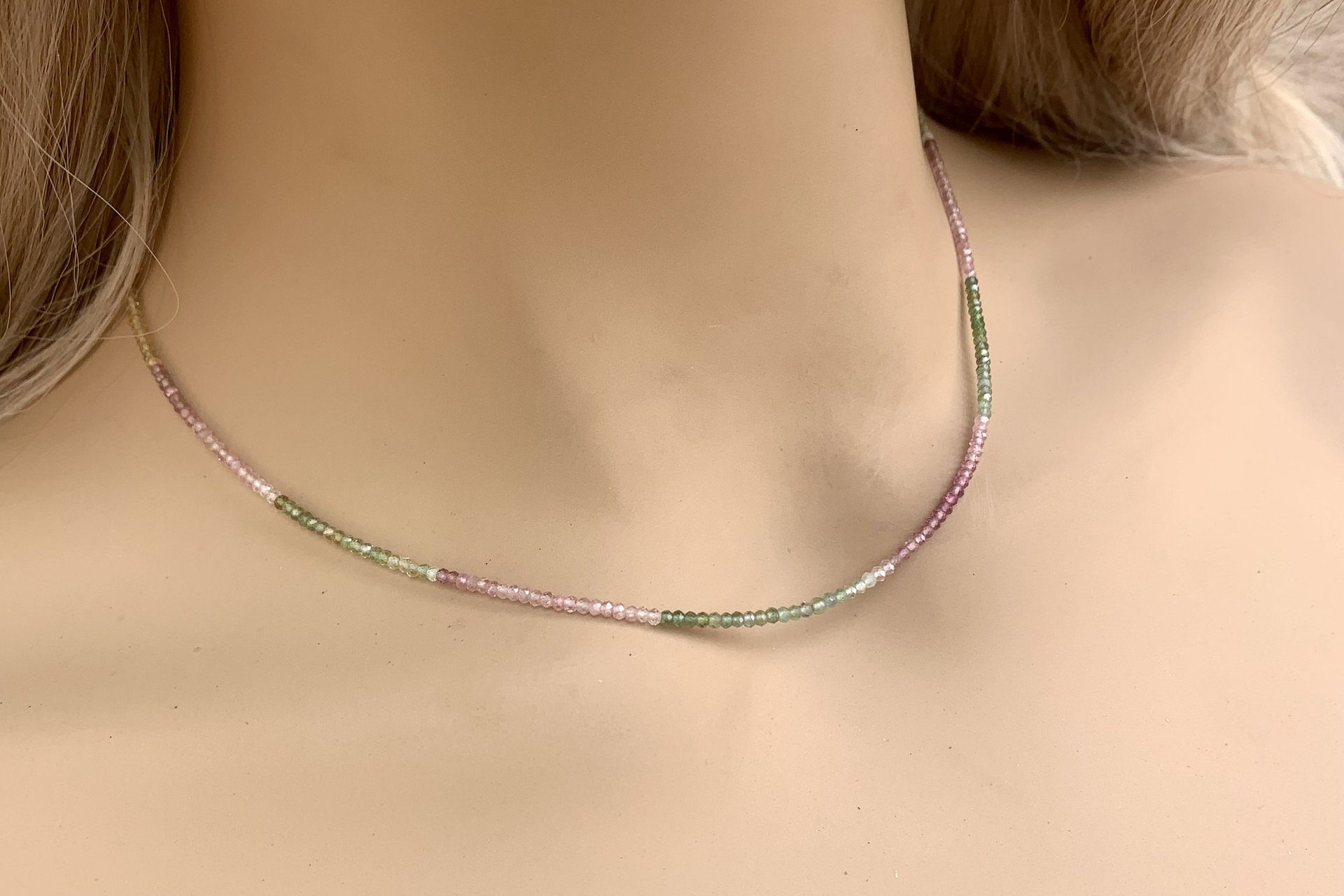 Tourmaline Necklace, Multicolored and Black 16” Tiny Tourmaline Necklace, Faceted Gemstone Necklaces