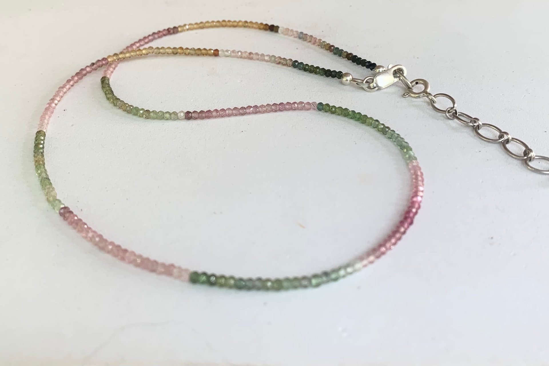Tourmaline Necklace, Multicolored and Black 16” Tiny Tourmaline Necklace, Faceted Gemstone Necklaces