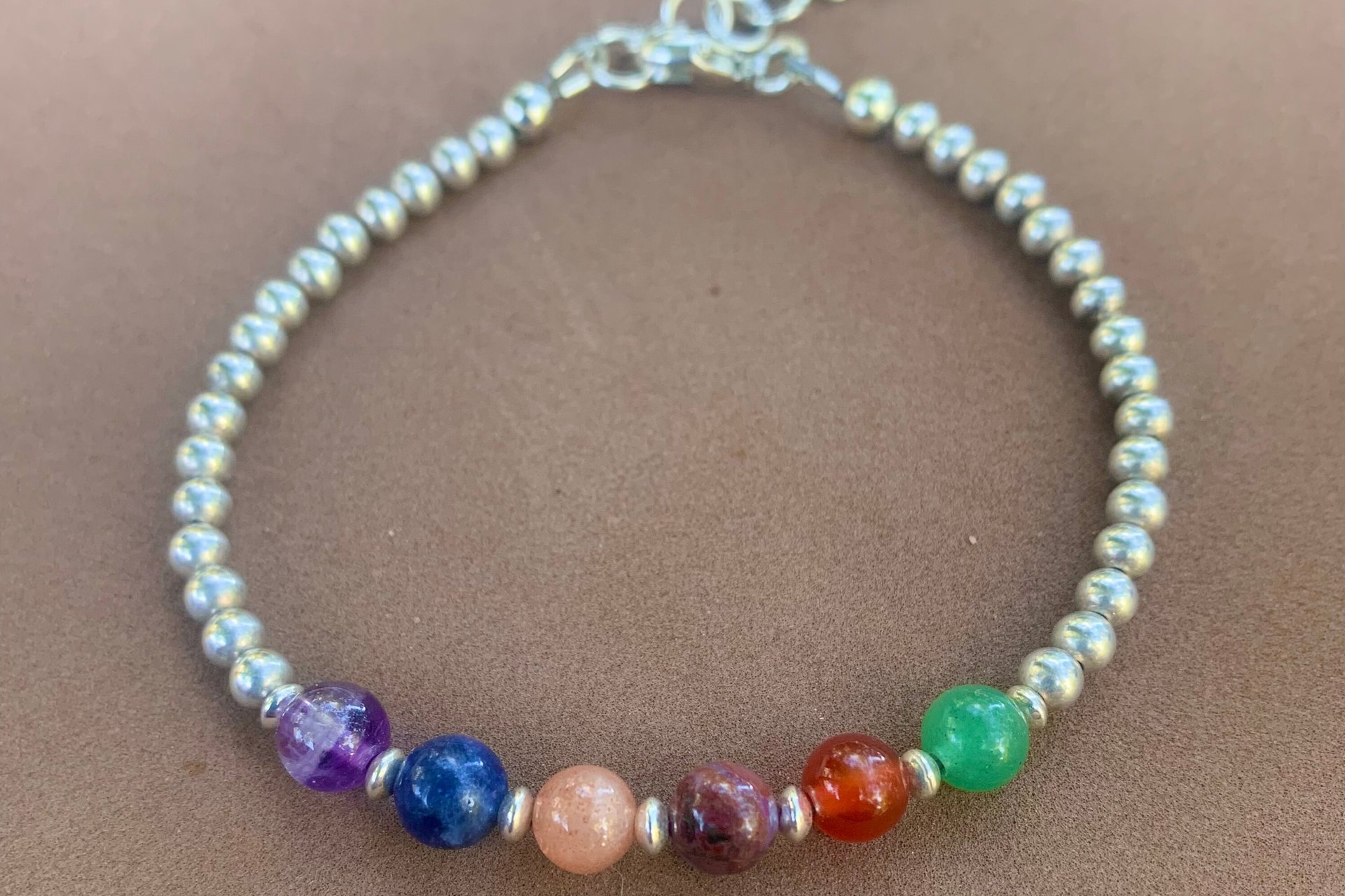 Multi Gemstone Bracelet, Sterling Silver Bracelet, Stacking Bracelet, Minimalist Jewelry