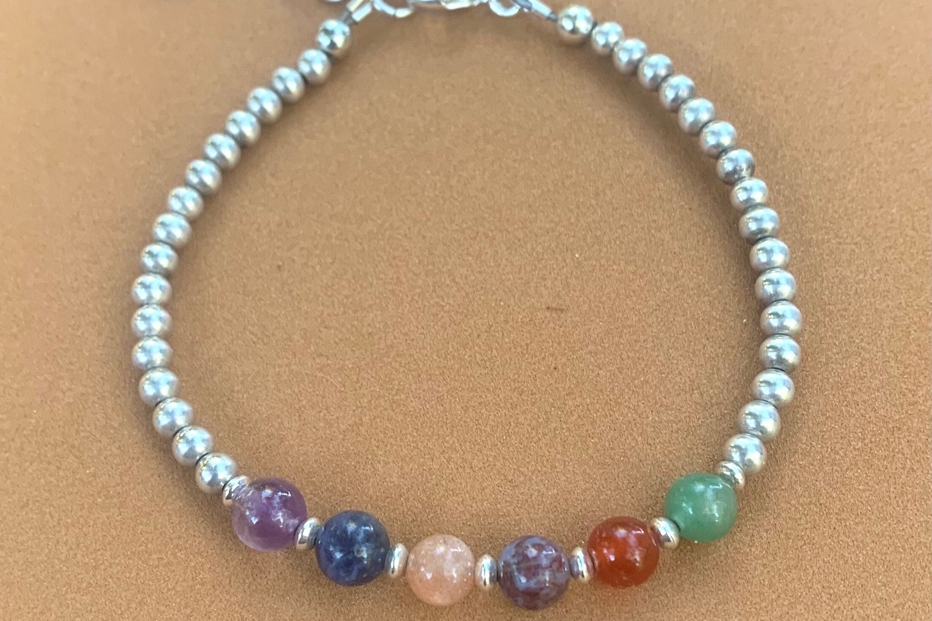 Multi Gemstone Bracelet, Sterling Silver Bracelet, Stacking Bracelet, Minimalist Jewelry