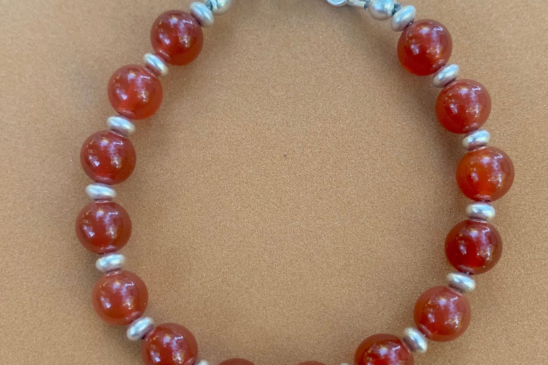 Botswana Agate and Sterling Silver Bracelet, Adjustable, Beaded Gemstone Bracelet