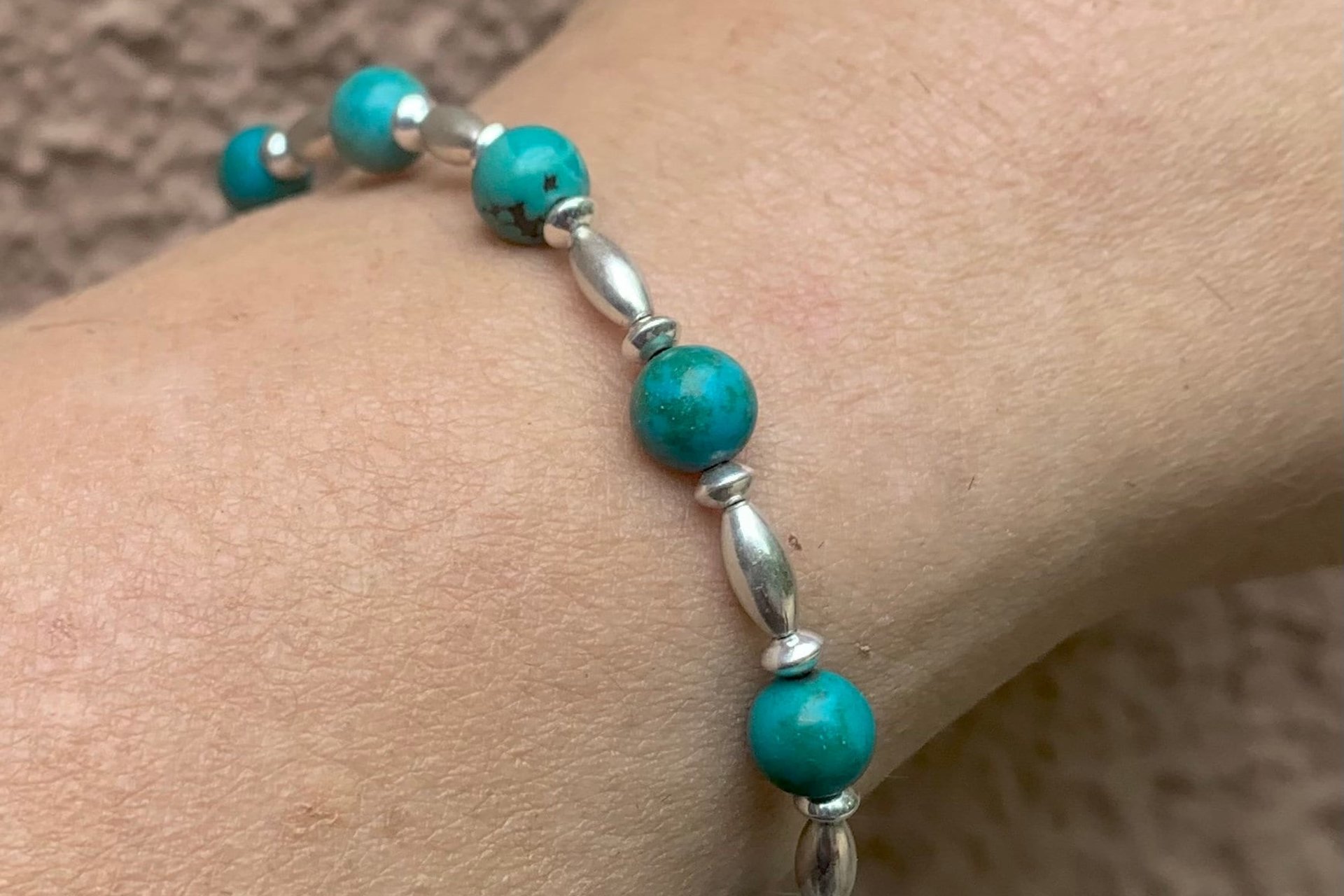 Turquoise and Sterling Silver Bracelet, Minimalist Turquoise Bracelet, Southwestern Jewelry
