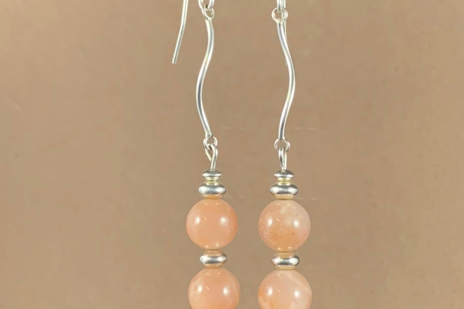 Gemstone Earrings, Sunstone Earrings, Sterling Silver Earrings, Long Dangle Earrings.