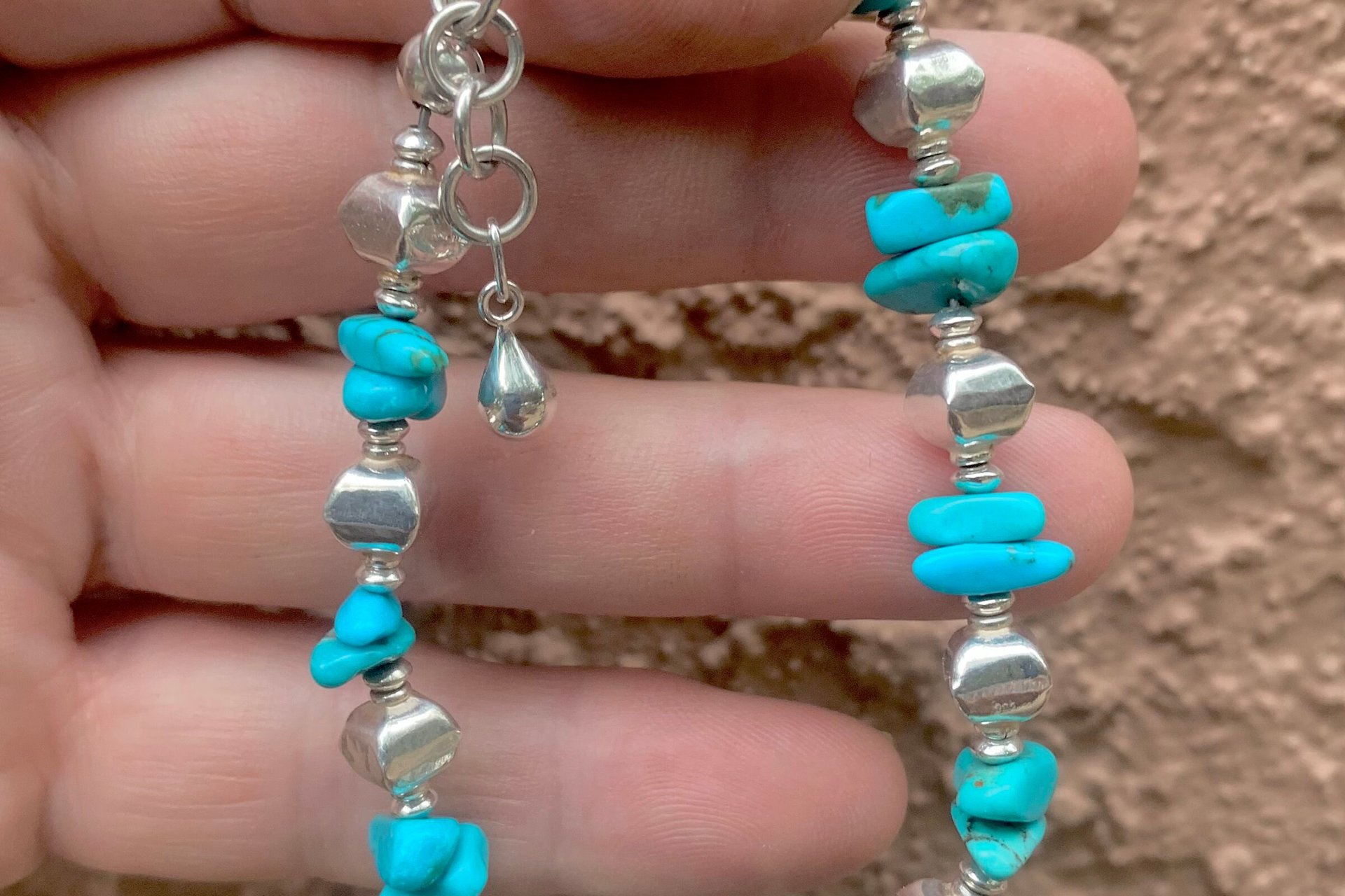 Turquoise Chip Bracelet, Sterling Silver Bracelet, Southwestern Style Bracelet, Turquoise Jewelry