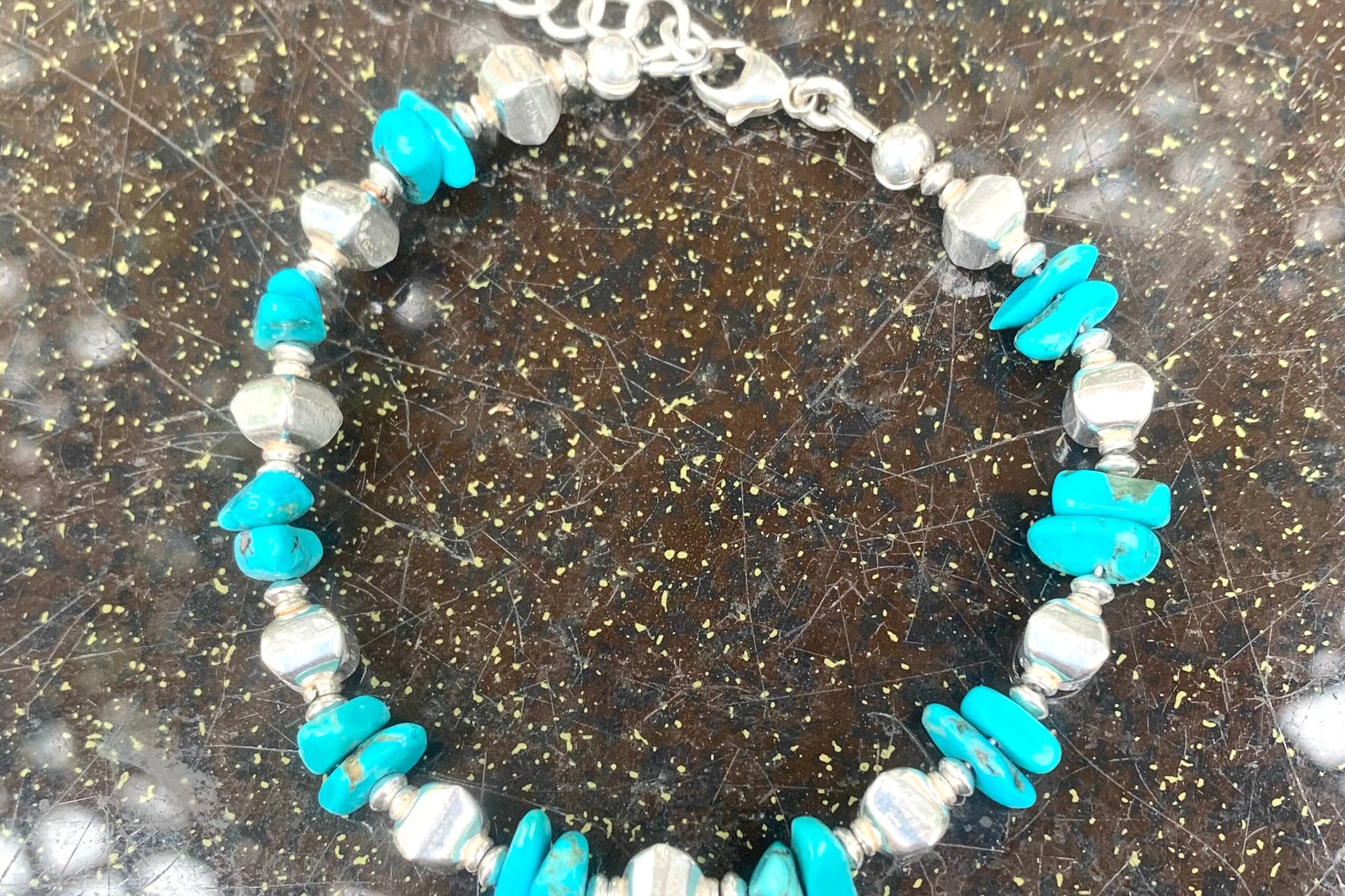 Turquoise Chip Bracelet, Sterling Silver Bracelet, Southwestern Style Bracelet, Turquoise Jewelry