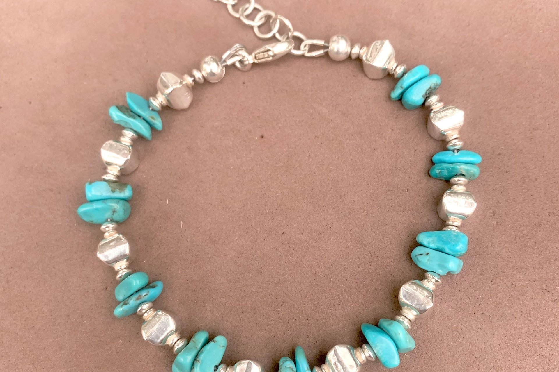Turquoise Chip Bracelet, Sterling Silver Bracelet, Southwestern Style Bracelet, Turquoise Jewelry