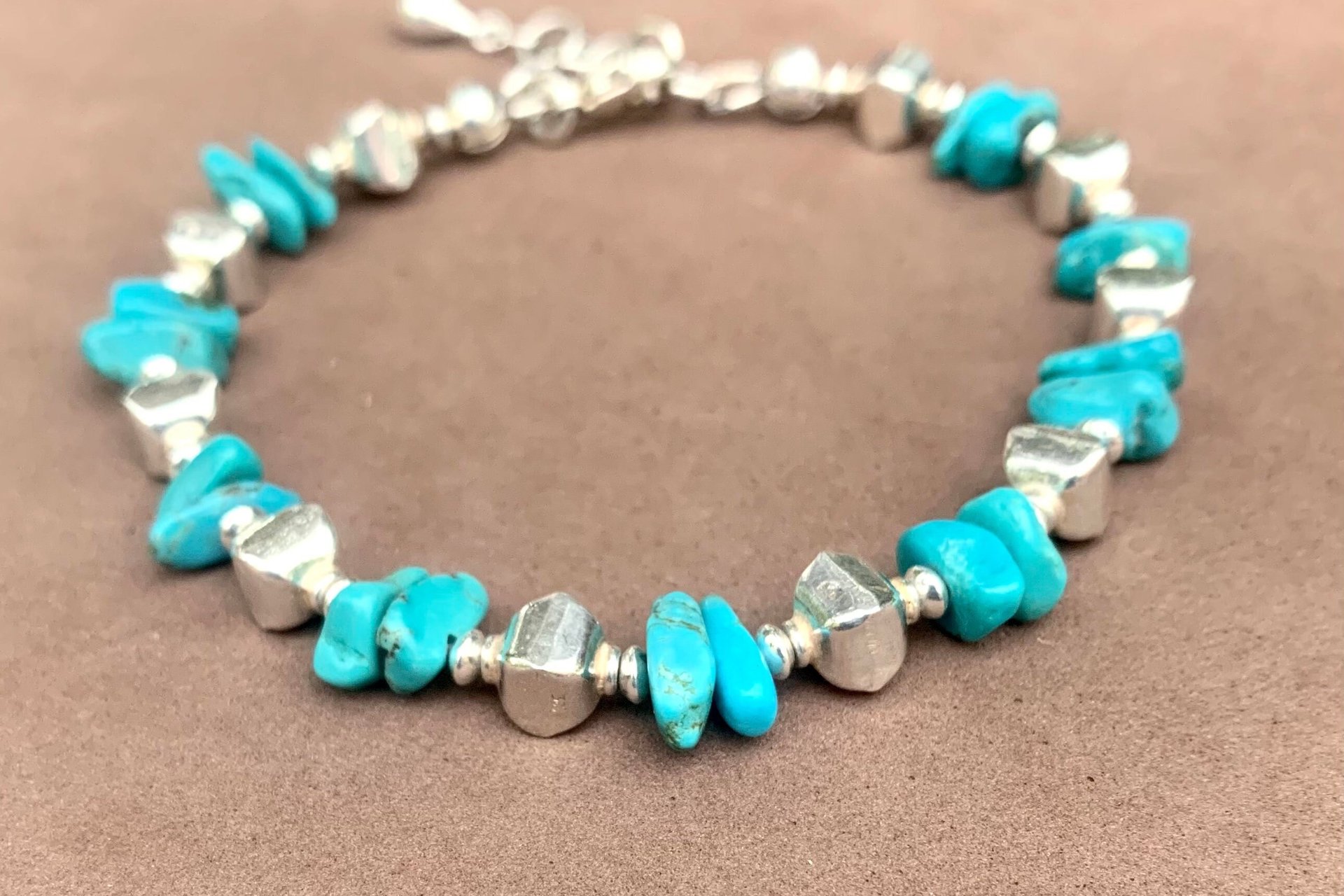 Turquoise Chip Bracelet, Sterling Silver Bracelet, Southwestern Style Bracelet, Turquoise Jewelry