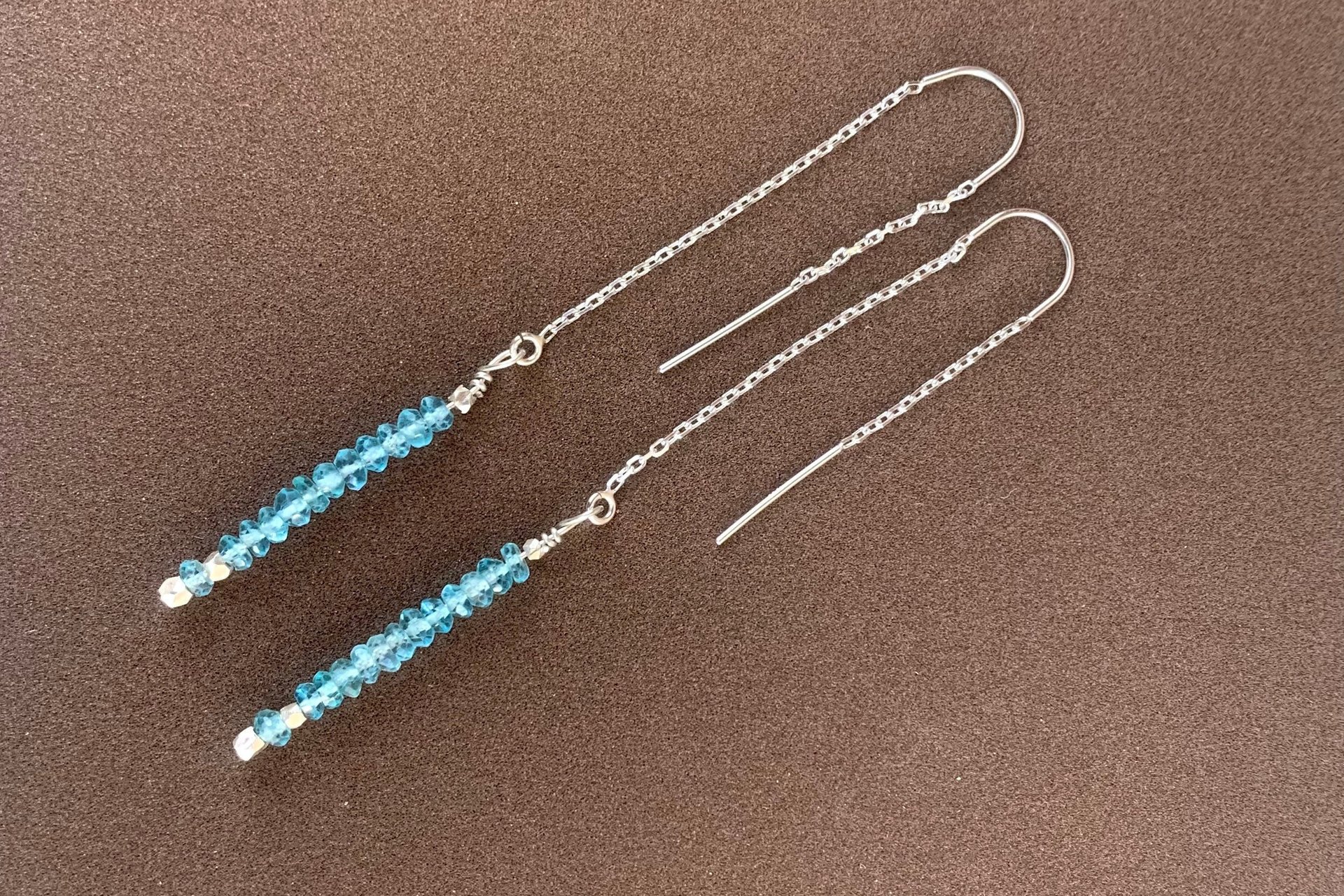 Garnet Earrings, Hill Tribe Fine Silver Earrings,  Garnet Threader Earrings, Valentine Gift, Long Dangle Earrings, Gemstone Earrings