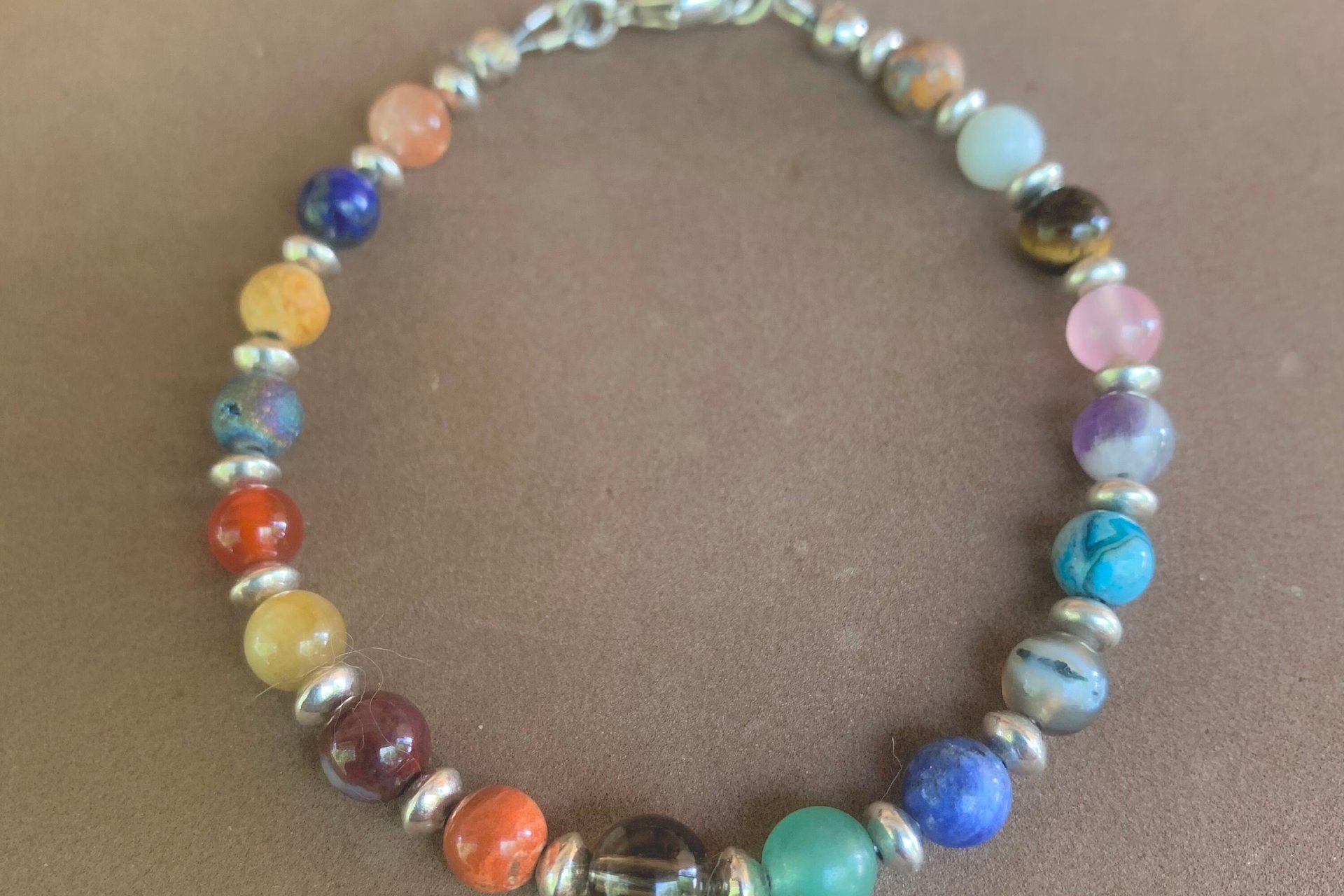 Multi Stone Gemstone Bracelet, Sterling Silver Bracelet, Adjustable Bracelet