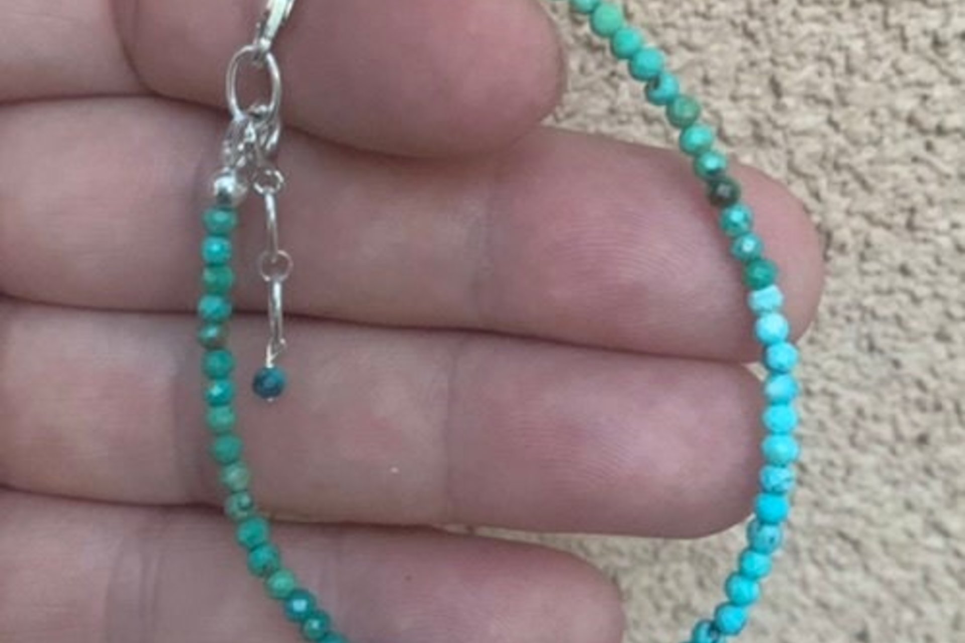 Turquoise Dainty Bracelet, Southwestern Bracelet, Blue/Green 2mm Turquoise Gemstones, Layering Bracelet, Sterling Silver Bracelet