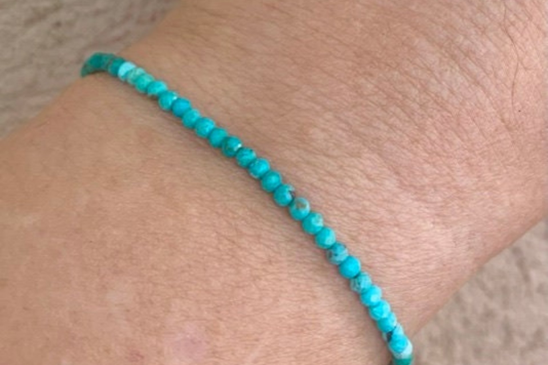 Turquoise Dainty Bracelet, Southwestern Bracelet, Blue/Green 2mm Turquoise Gemstones, Layering Bracelet, Sterling Silver Bracelet